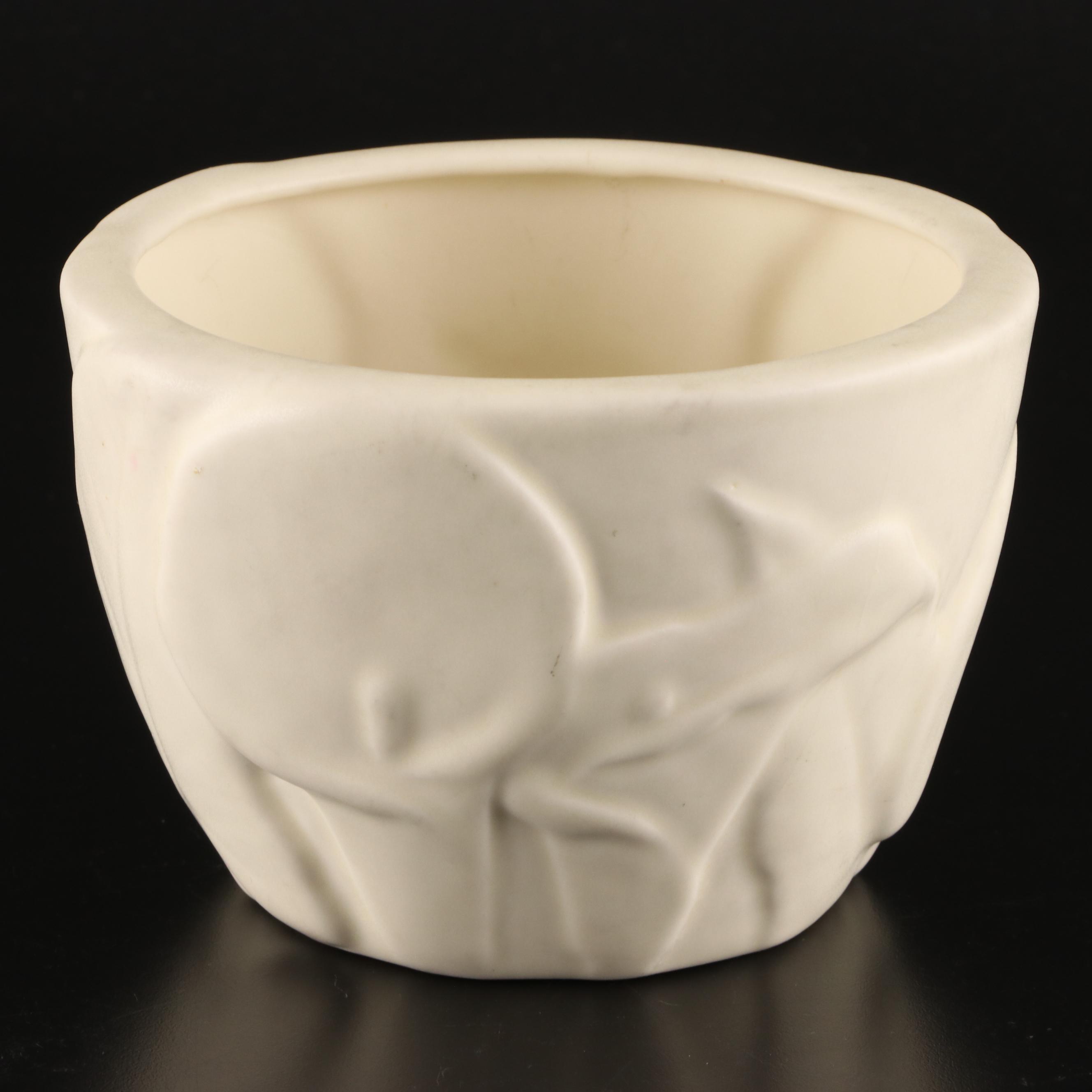 Rookwood Pottery Ivory Glazed Candlesticks and Decorative Bowls, 1930s and 1940s