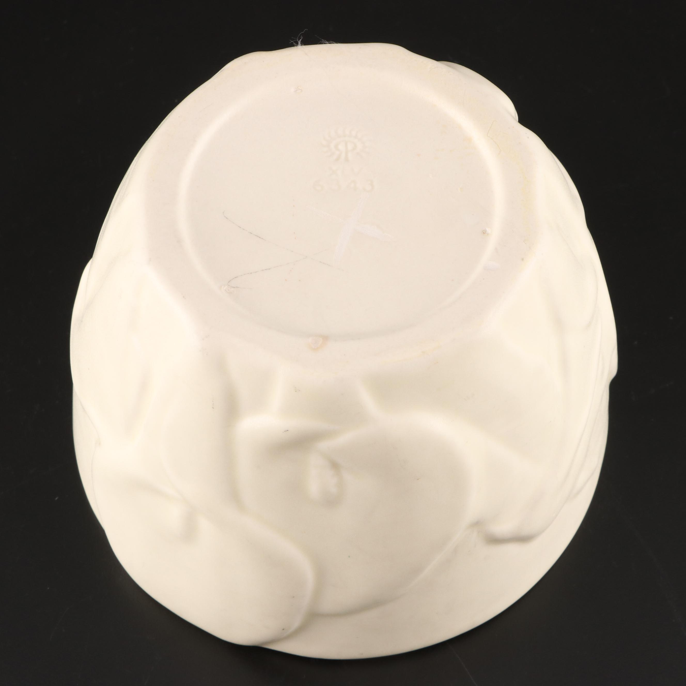 Rookwood Pottery Ivory Glazed Candlesticks and Decorative Bowls, 1930s and 1940s