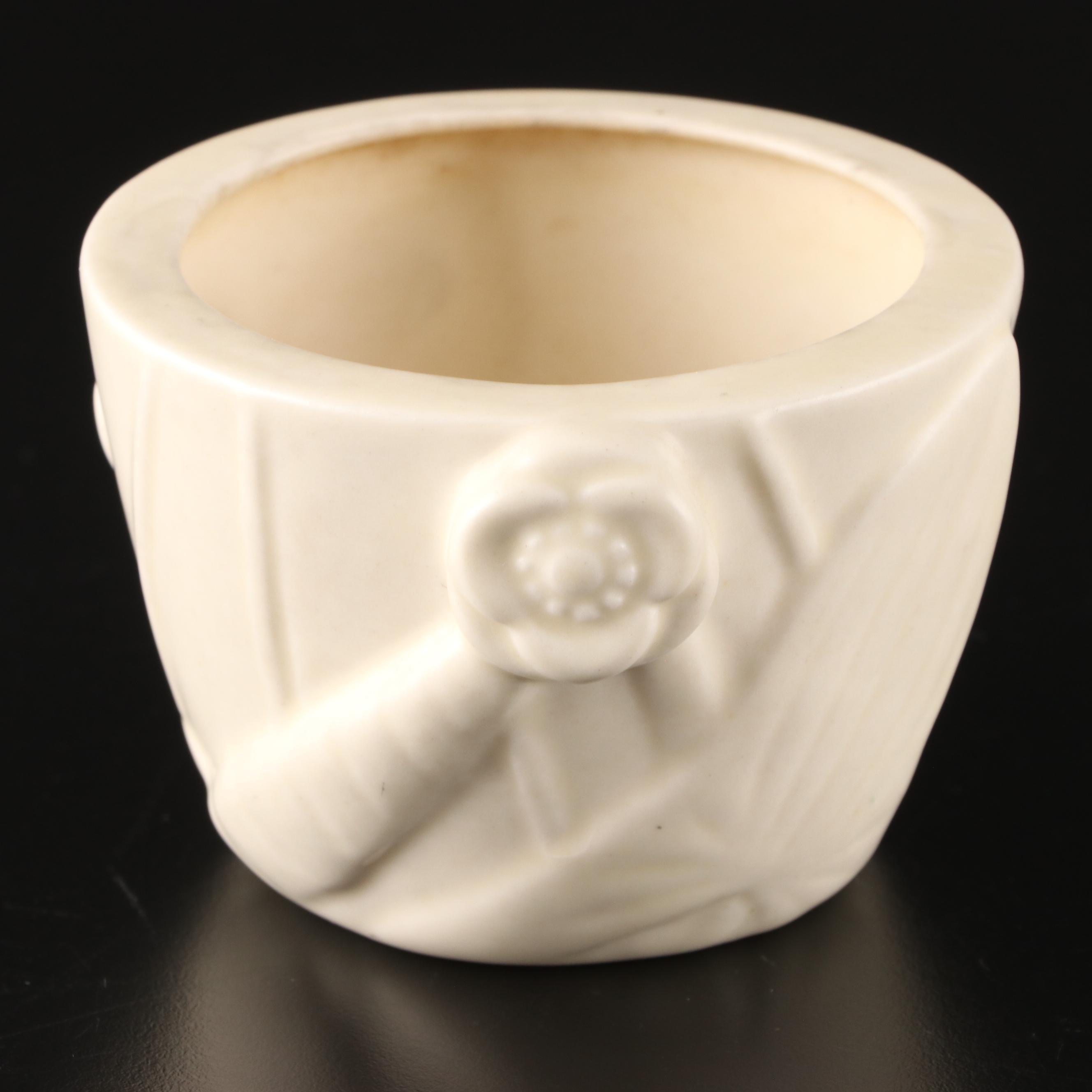 Rookwood Pottery Ivory Glazed Candlesticks and Decorative Bowls, 1930s and 1940s