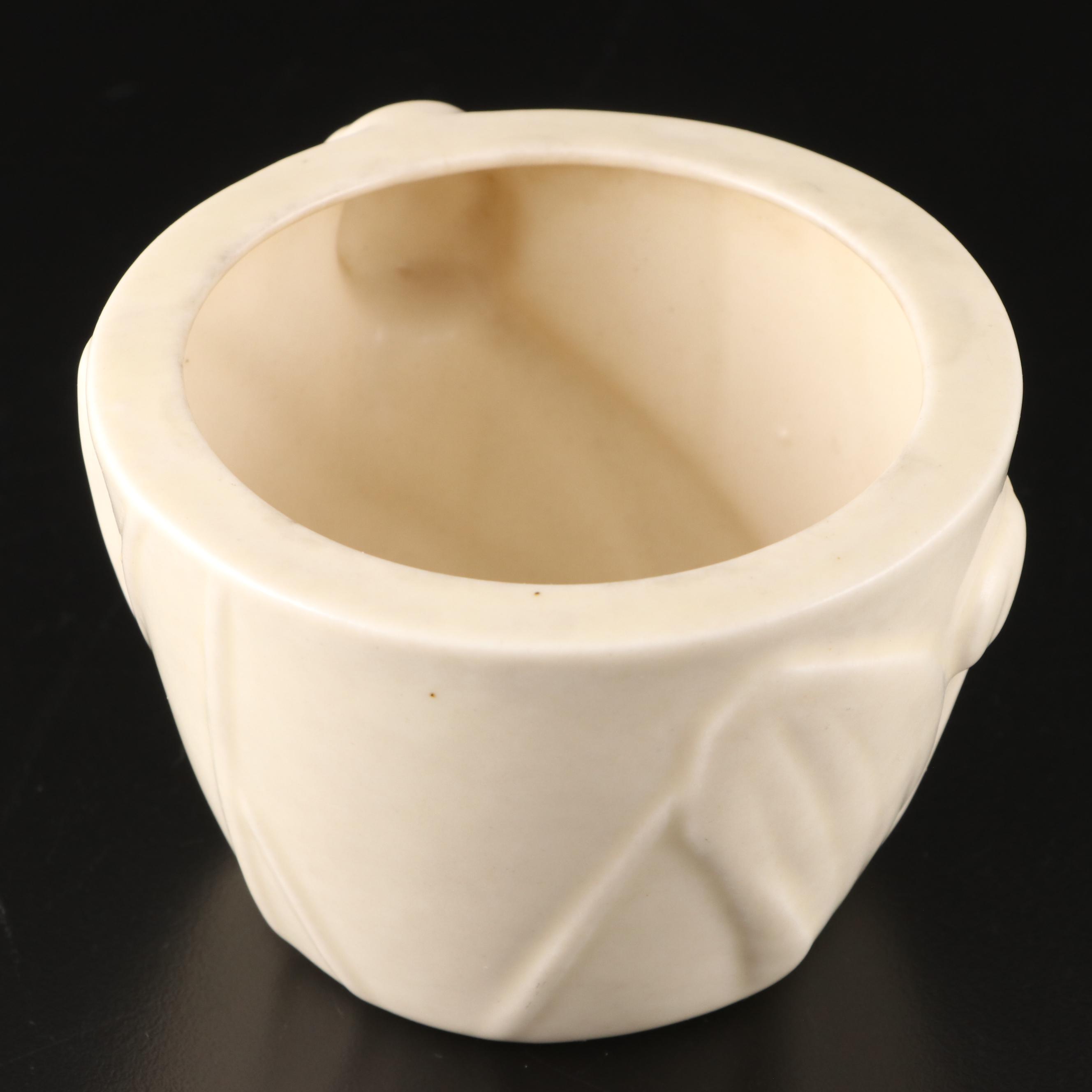 Rookwood Pottery Ivory Glazed Candlesticks and Decorative Bowls, 1930s and 1940s