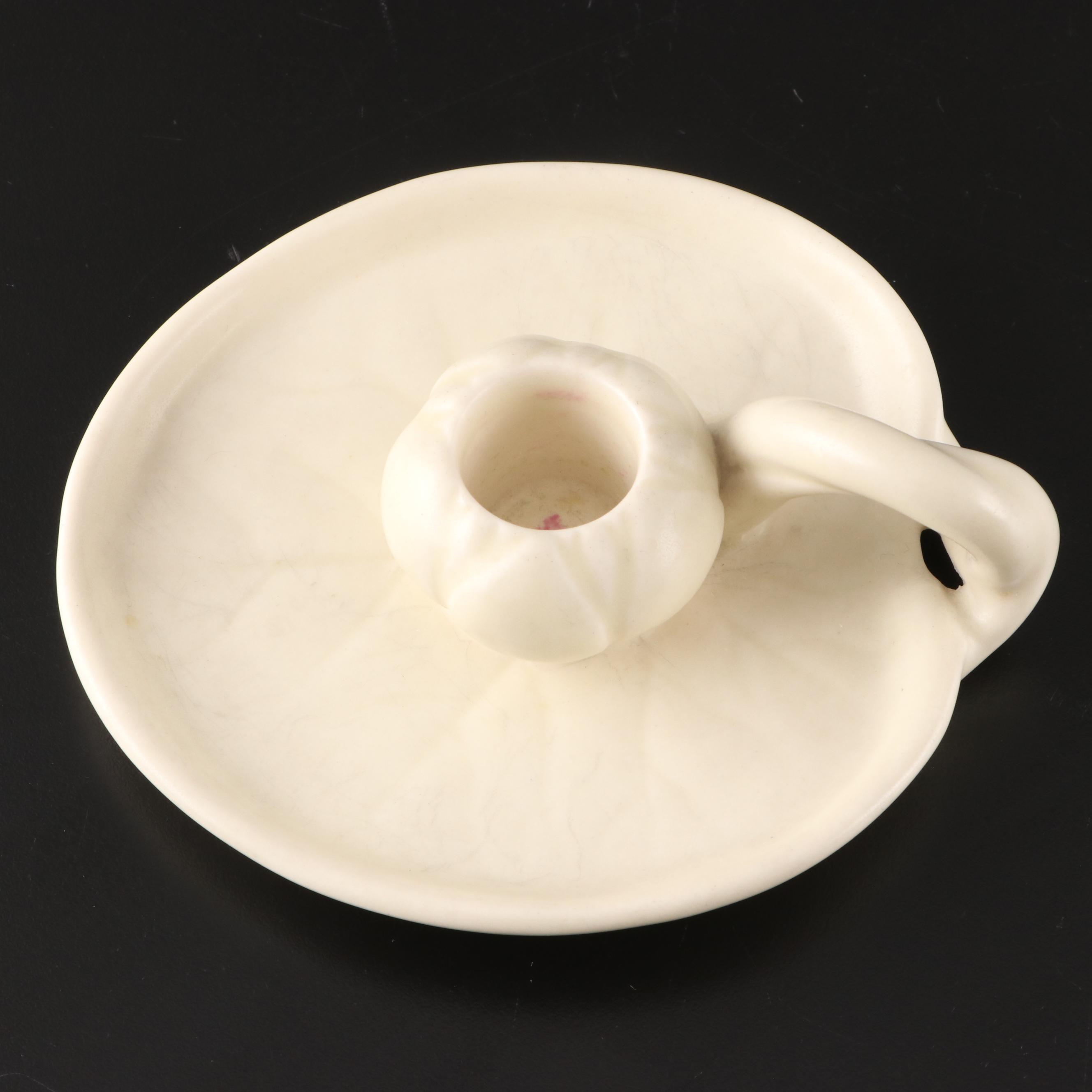 Rookwood Pottery Ivory Glazed Candlesticks and Decorative Bowls, 1930s and 1940s