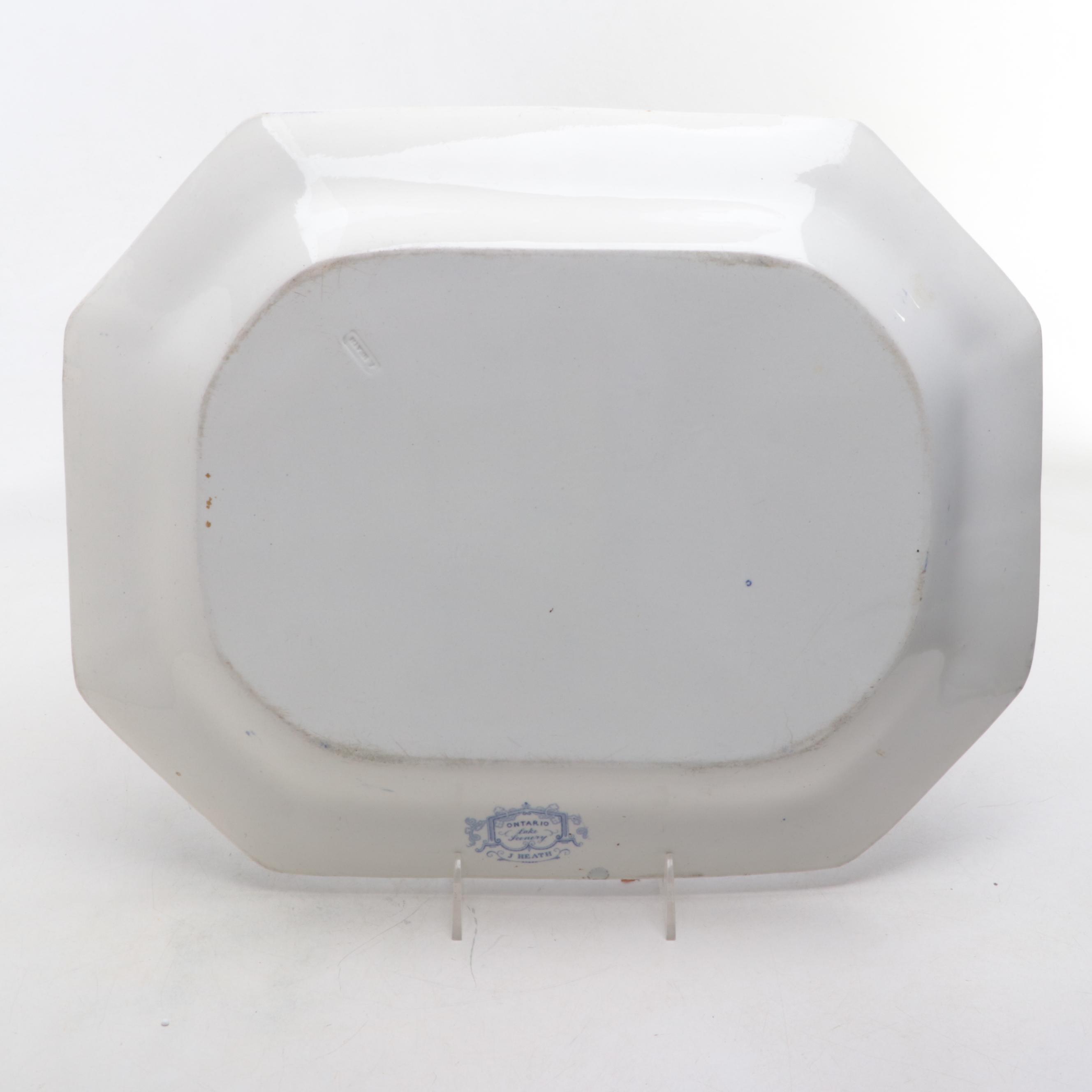 Joseph Heath "Ontario Lake Scenery" Platter and Other Earthenware Plates
