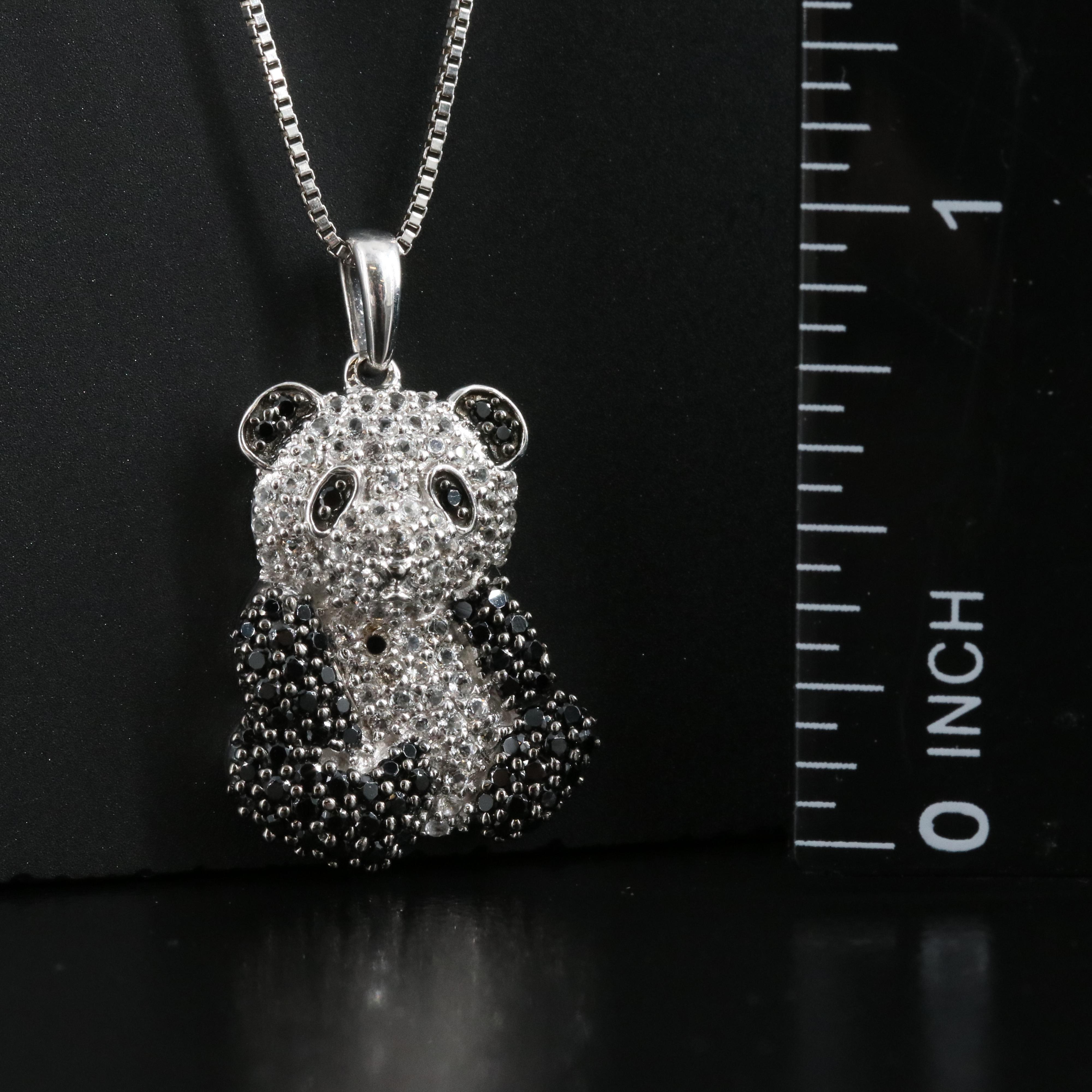 Sterling Cubic Zirconia Panda Pendant Necklace