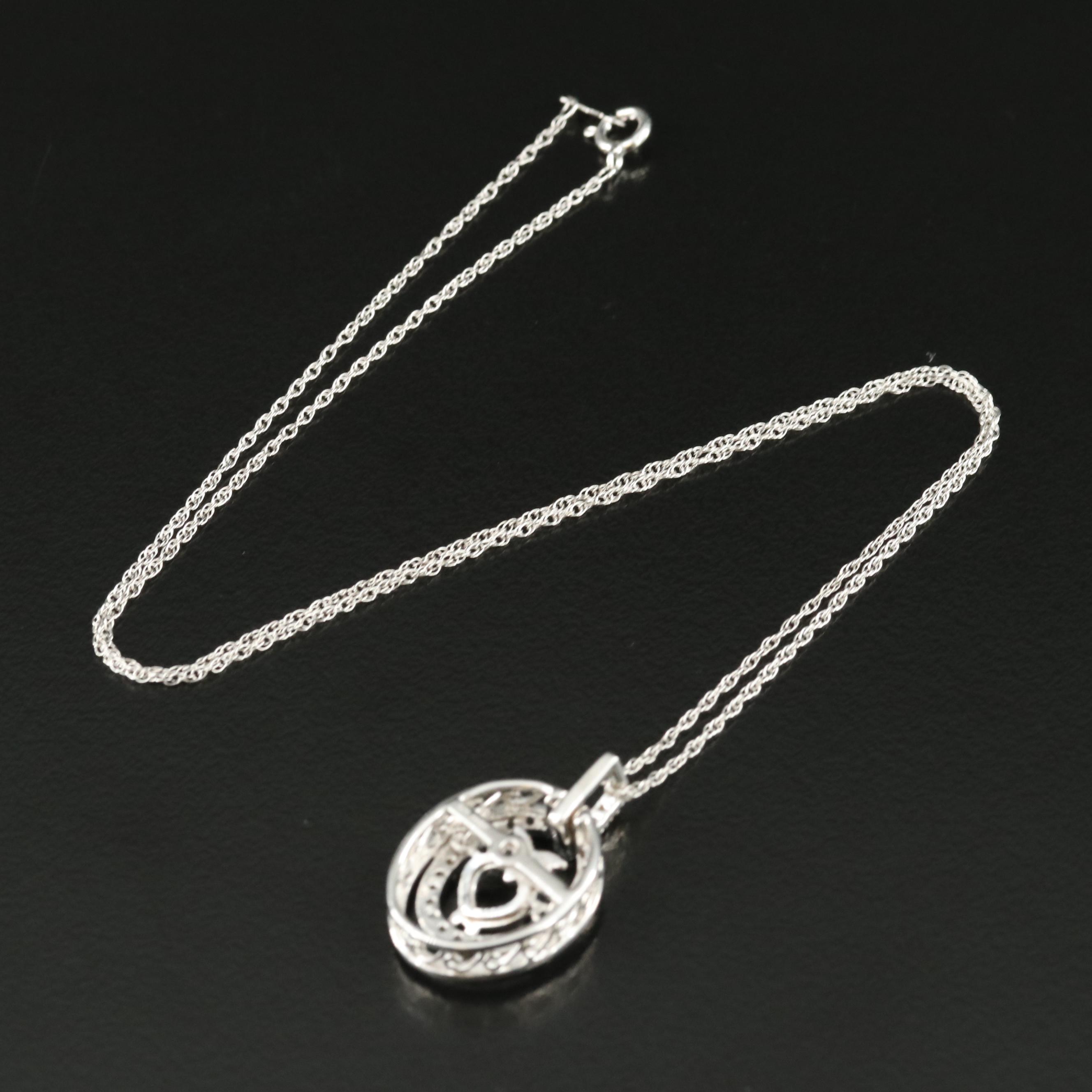 Sterling Sky Blue Topaz and White Sapphire Owl Shimmer Necklace