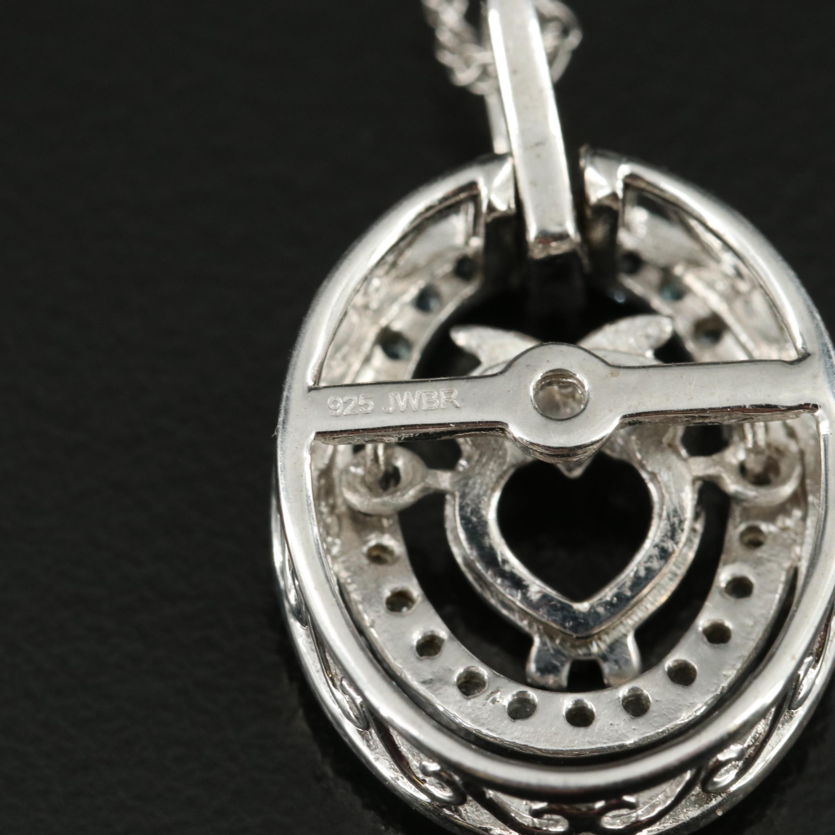 Sterling Sky Blue Topaz and White Sapphire Owl Shimmer Necklace