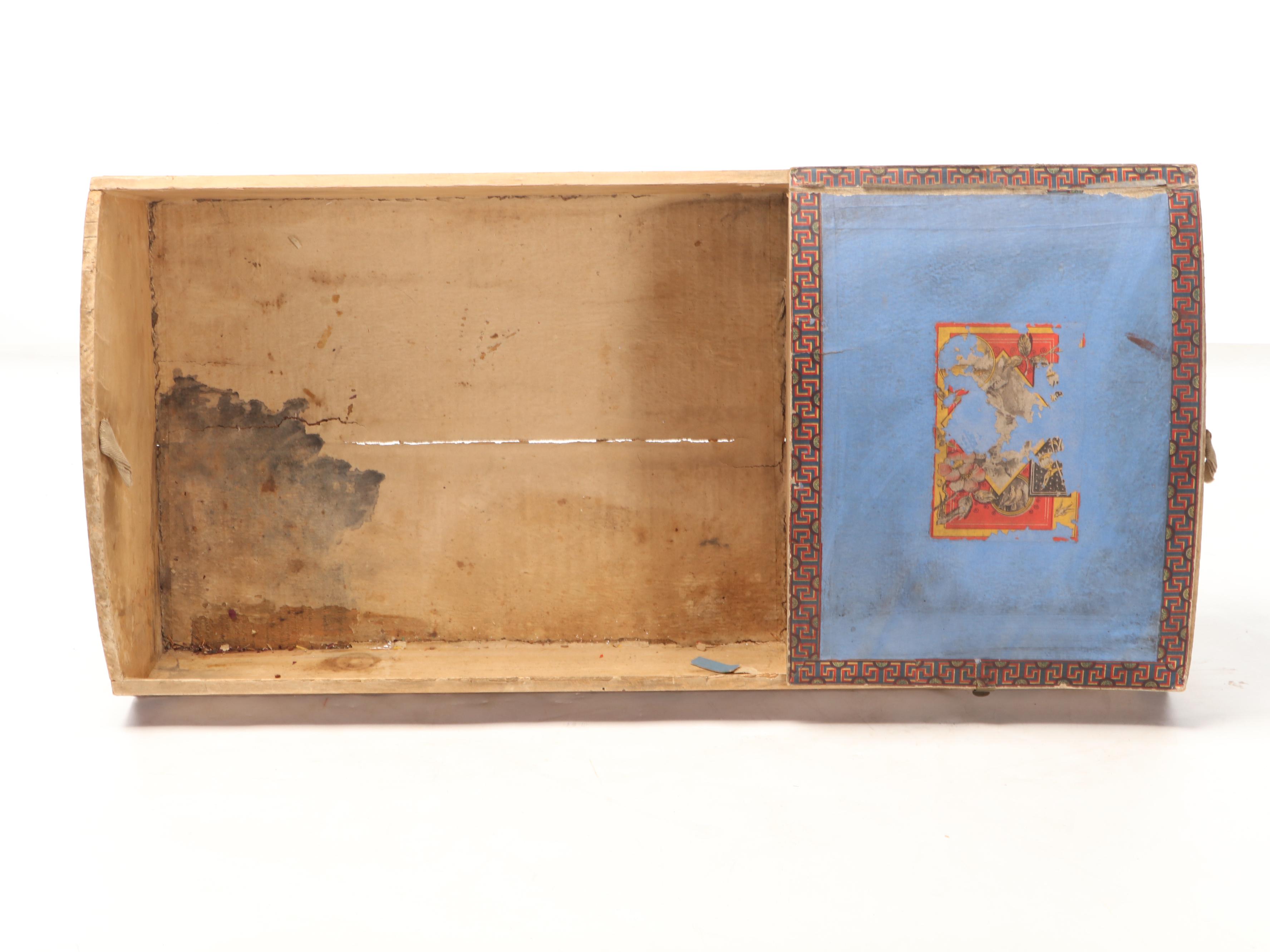 Victorian Metal Clad Dome-Top Trunk with Wooden Tray