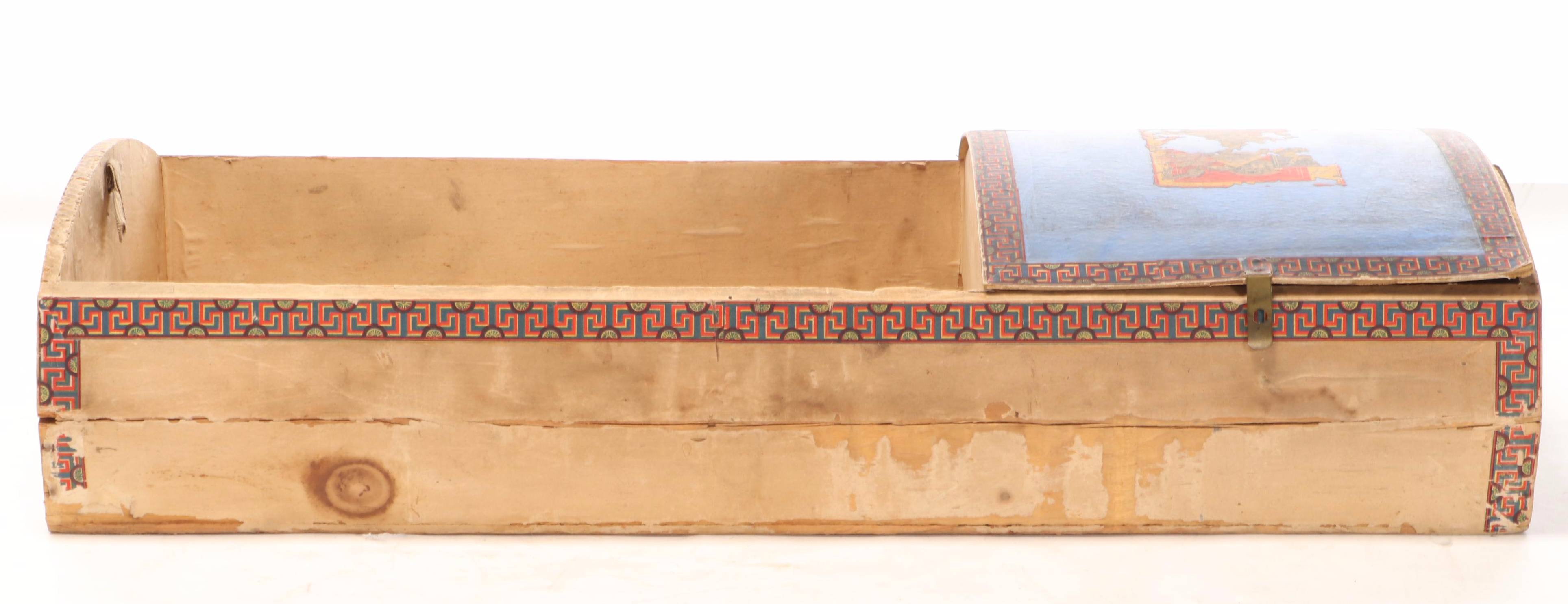 Victorian Metal Clad Dome-Top Trunk with Wooden Tray