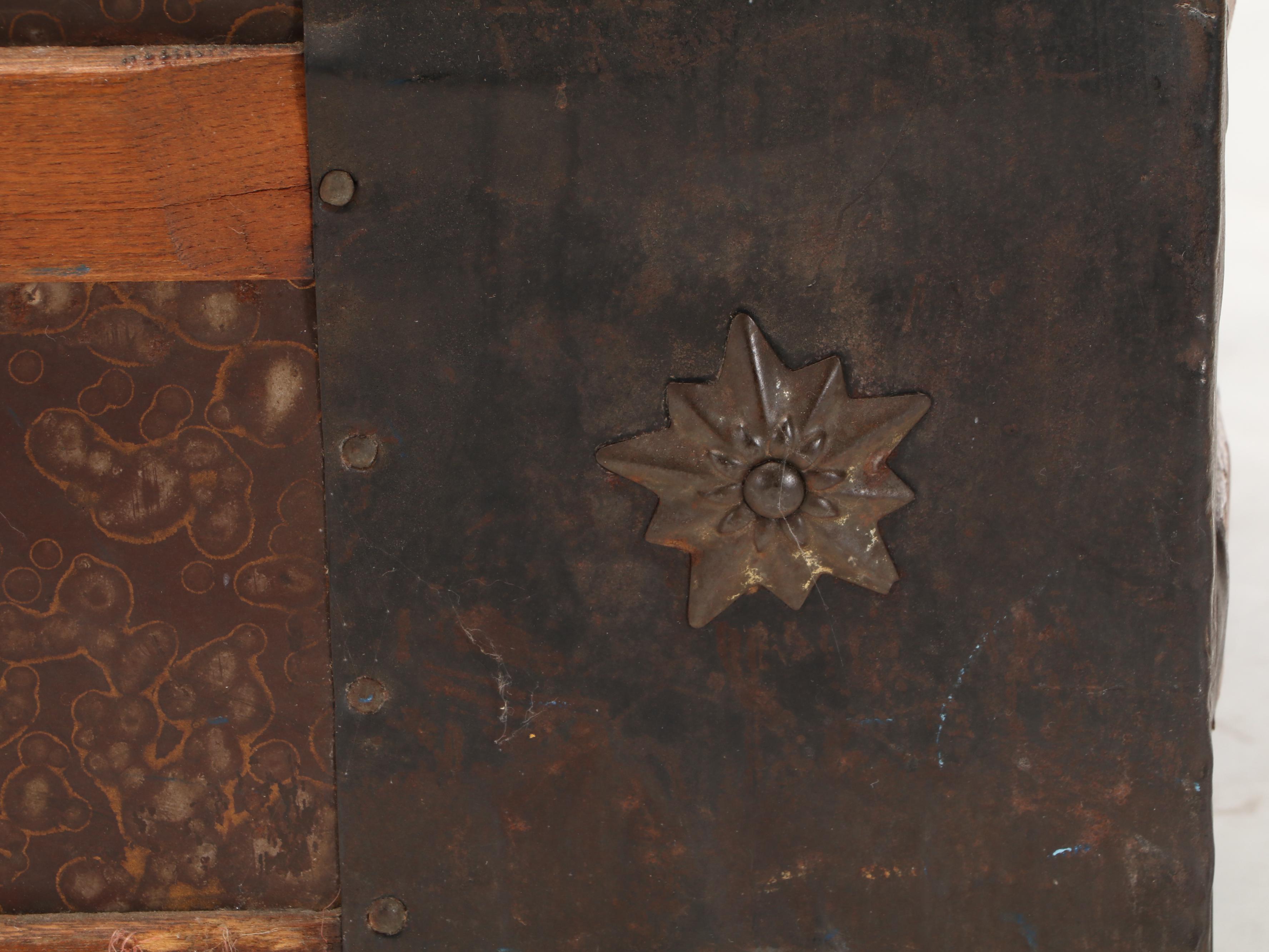 Victorian Metal Clad Dome-Top Trunk with Wooden Tray