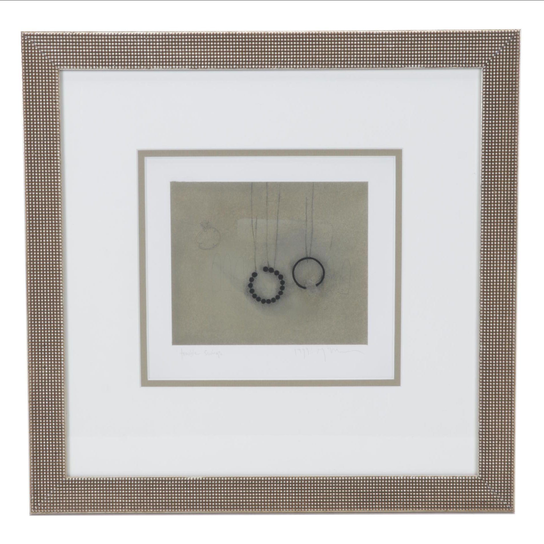 Greg Murr Pastel and Charcoal Drawing "Trouble Swings," 1999