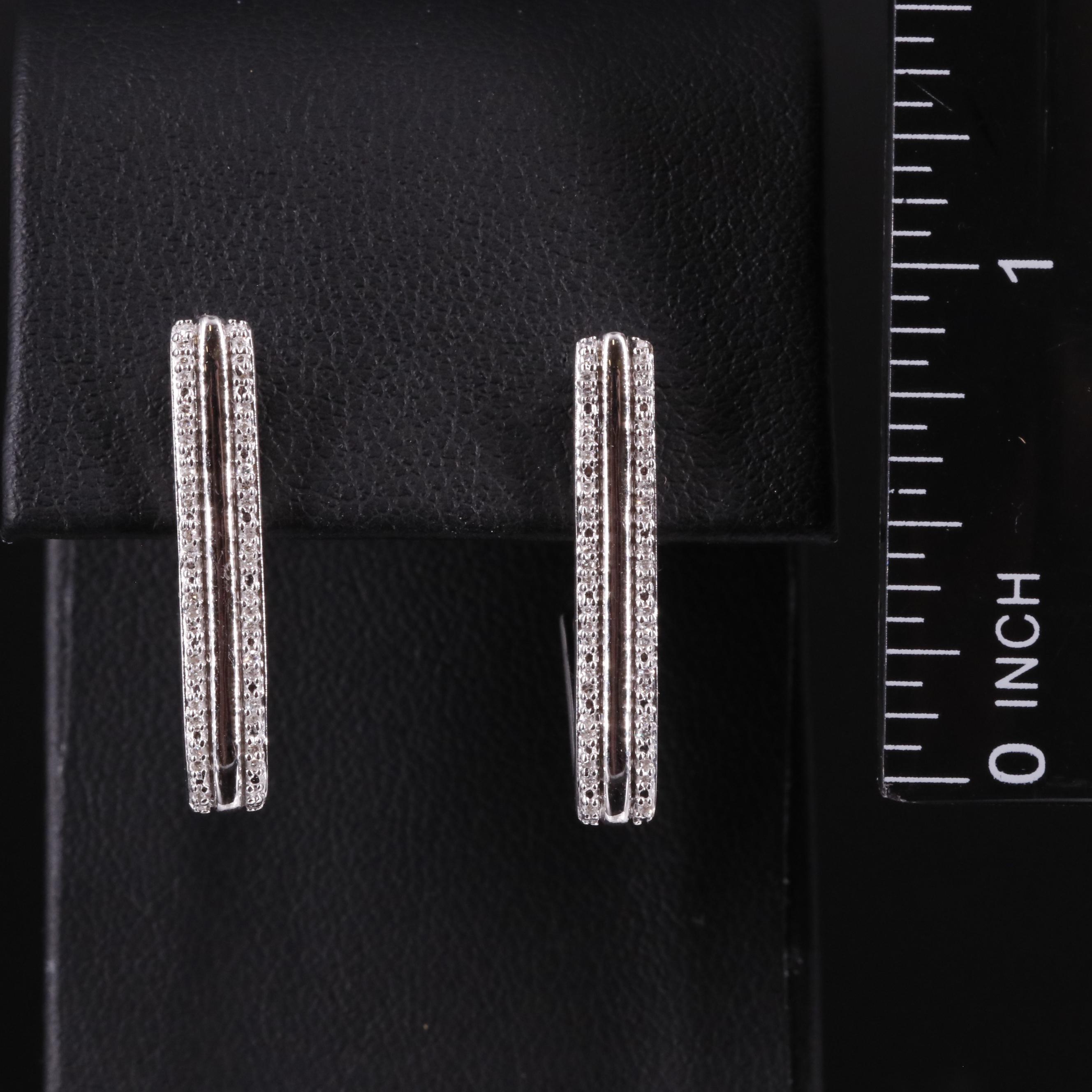 Sterling Diamond J Shaped Earrings
