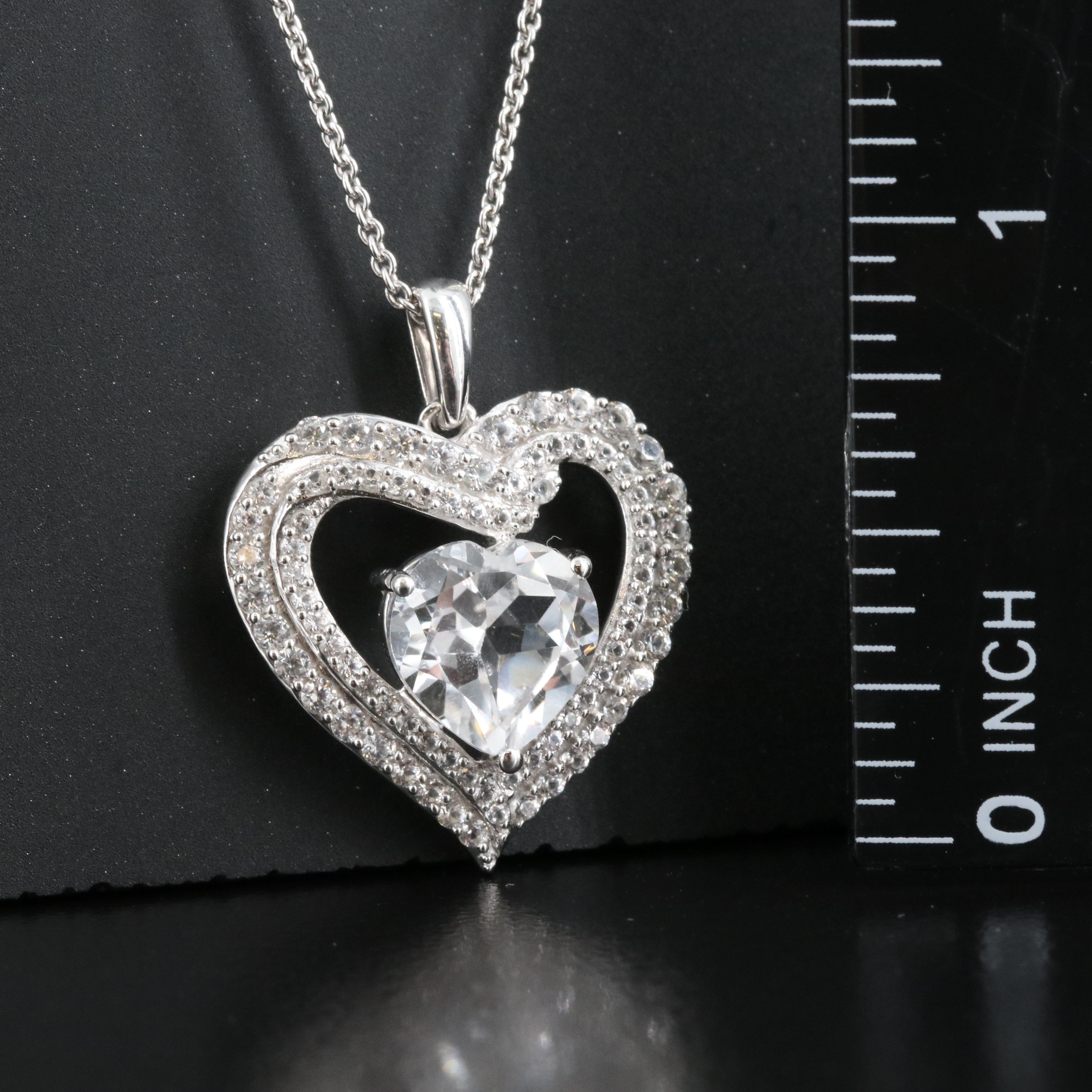 Italian Sterling Sapphire Heart Pendant Necklace