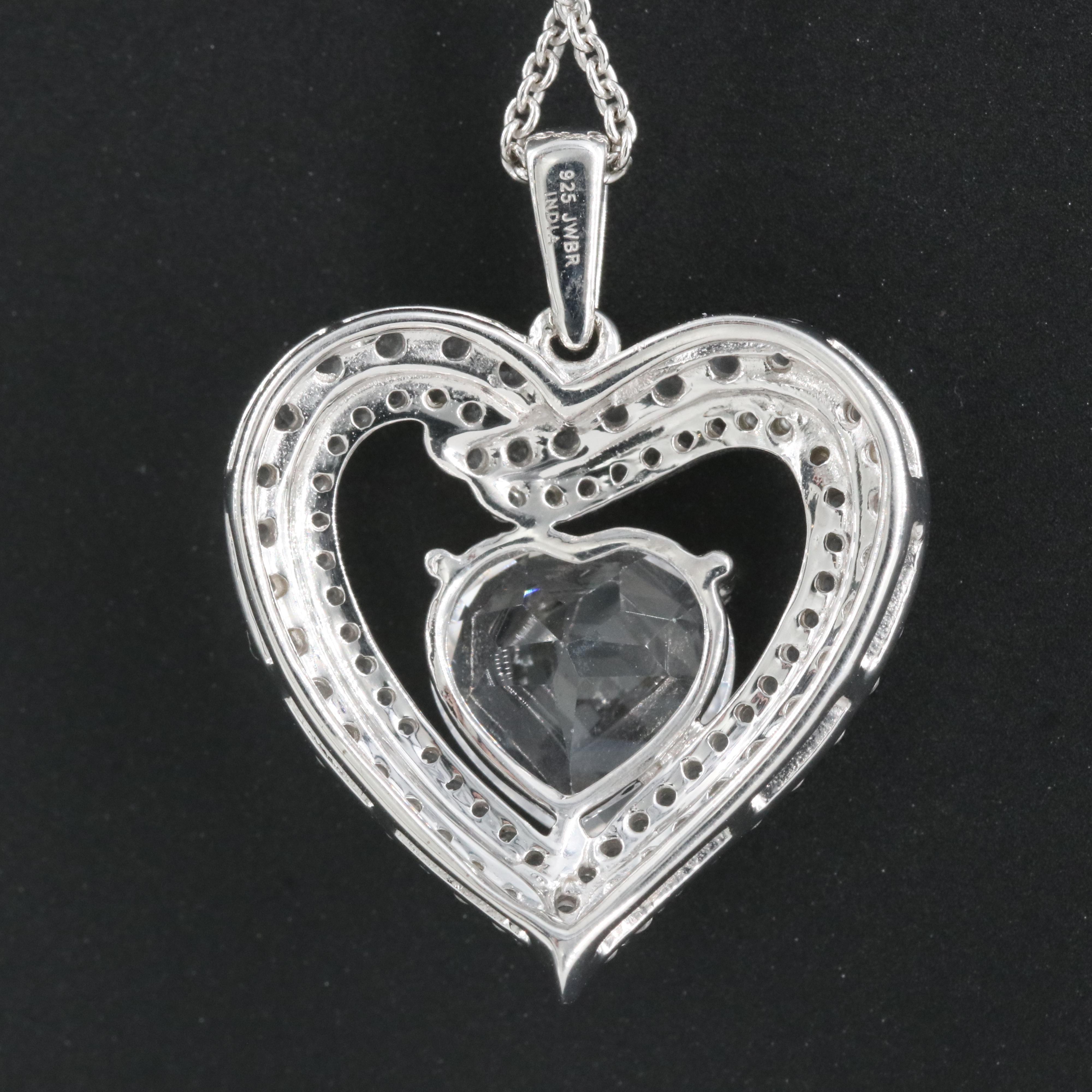 Italian Sterling Sapphire Heart Pendant Necklace