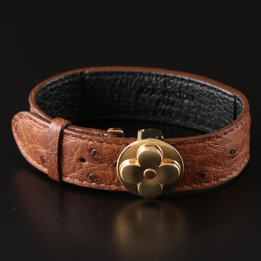 Louis Vuitton "Good Luck" Bracelet in Ostrich Leather