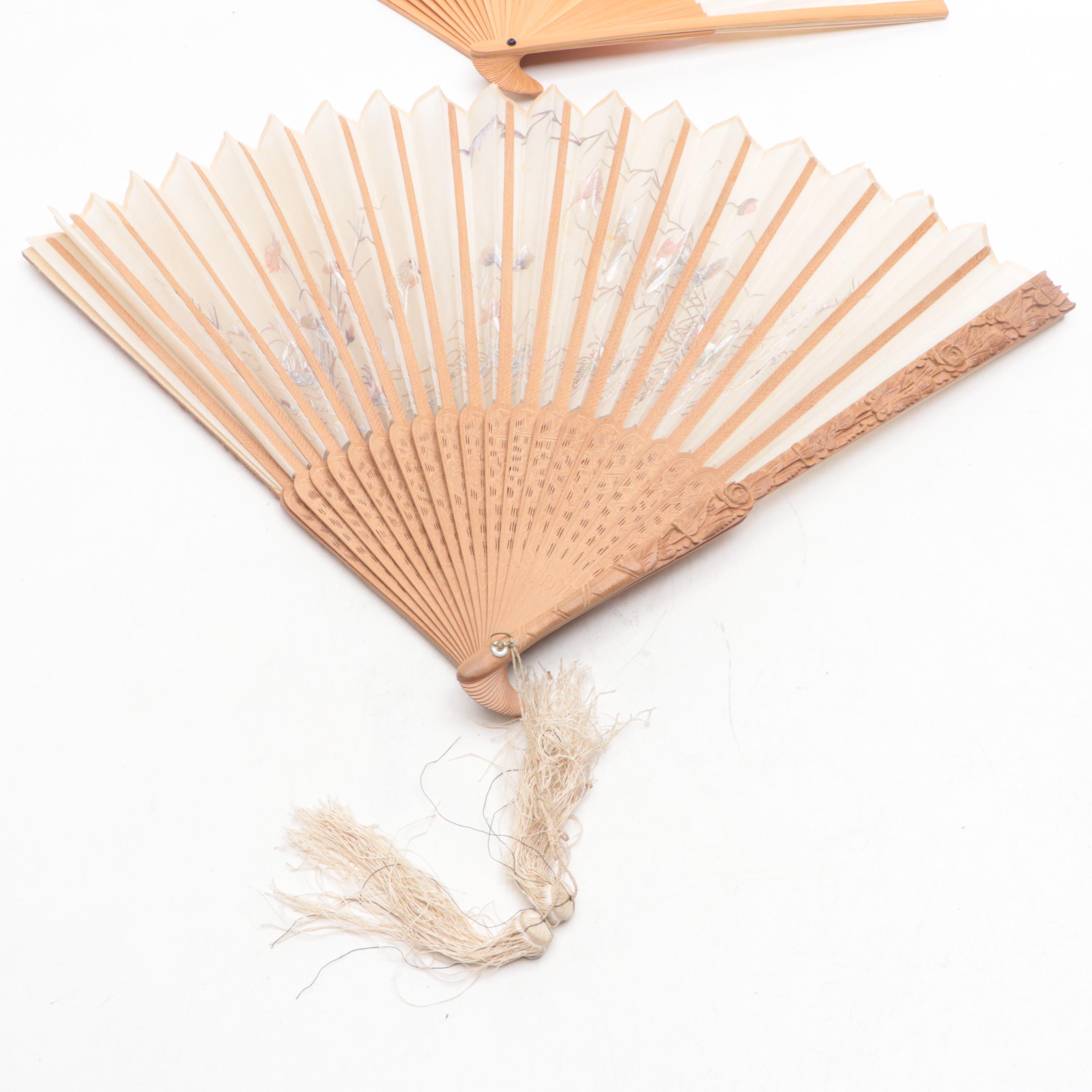 Japanese Handcrafted Folding Fans and Ceramic Dragon Ginger Jar