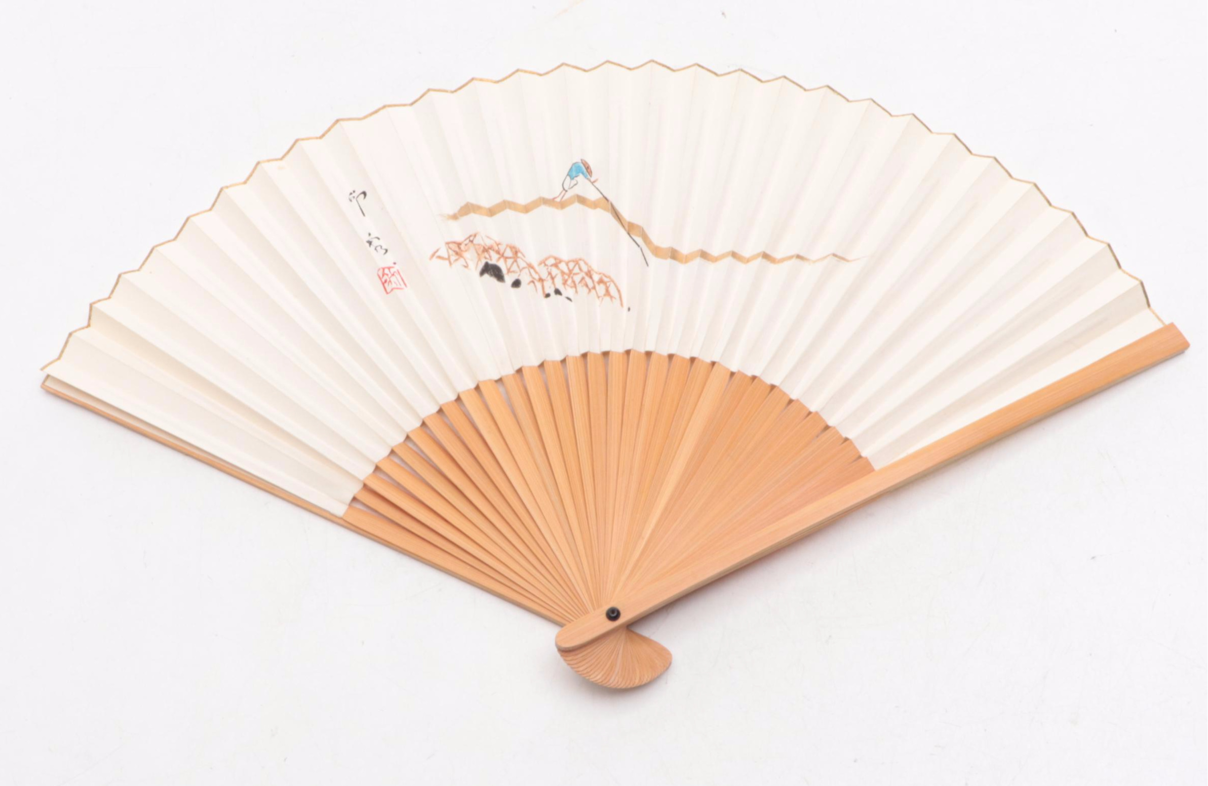 Japanese Handcrafted Folding Fans and Ceramic Dragon Ginger Jar