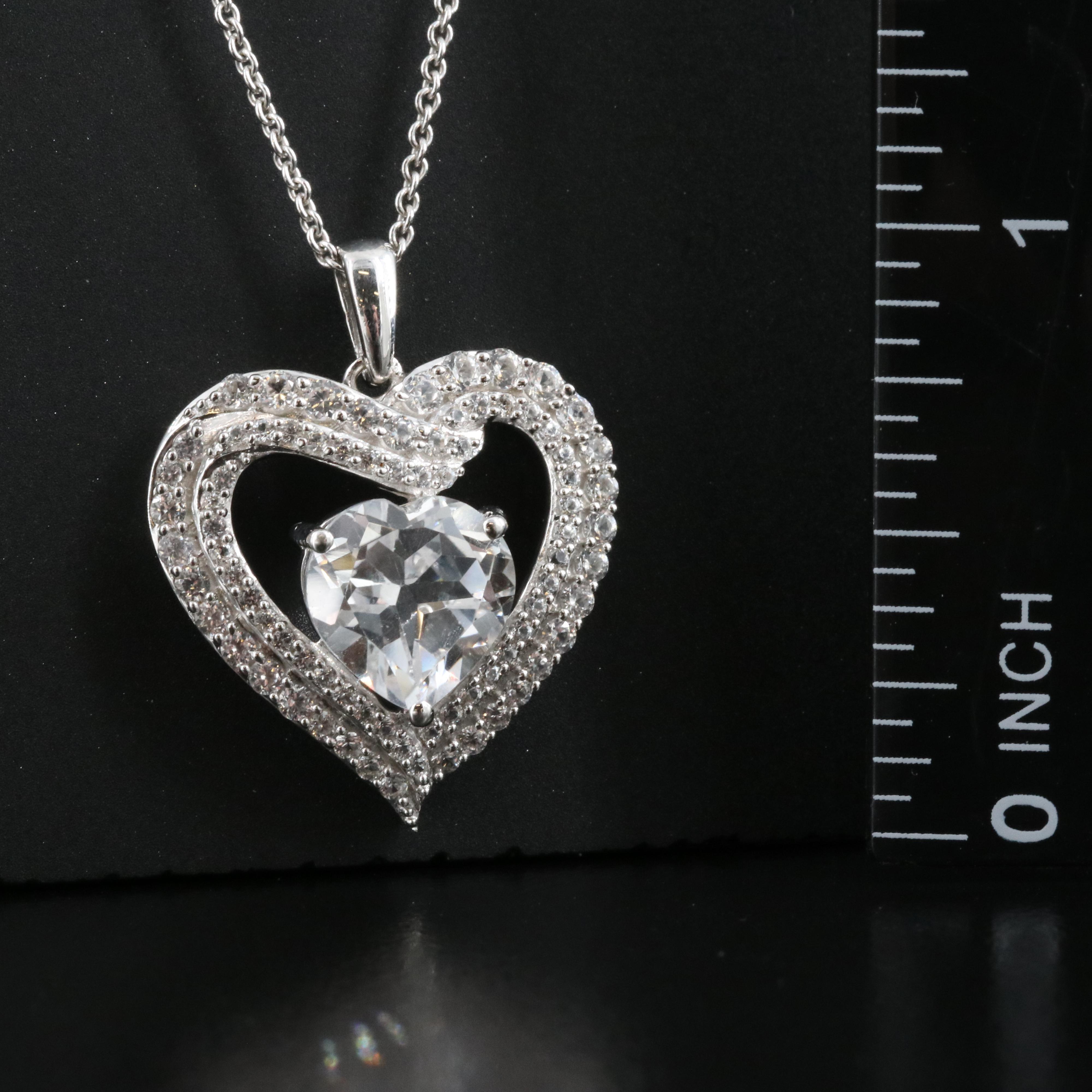 Italian Sterling Sapphire Heart Pendant Necklace