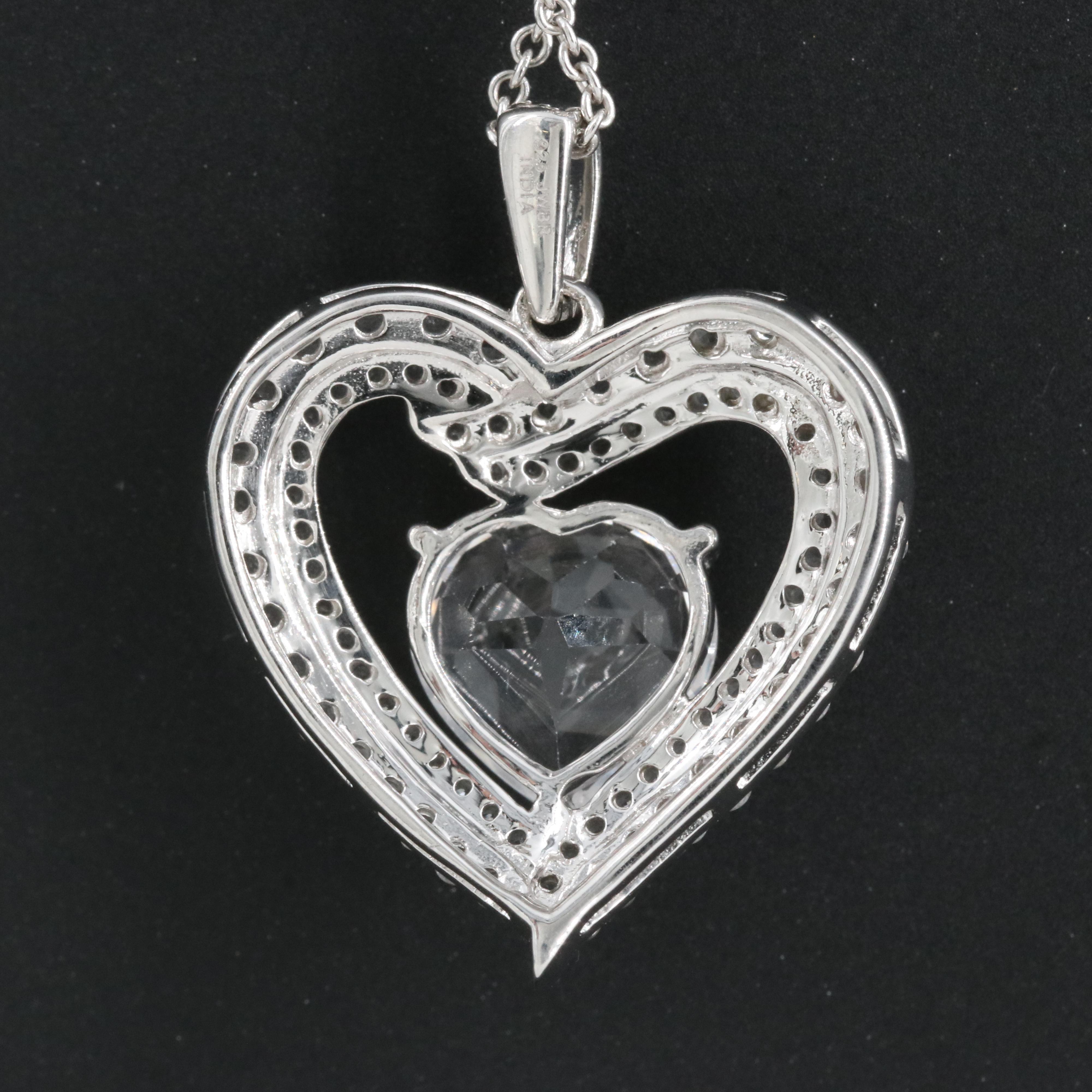 Italian Sterling Sapphire Heart Pendant Necklace