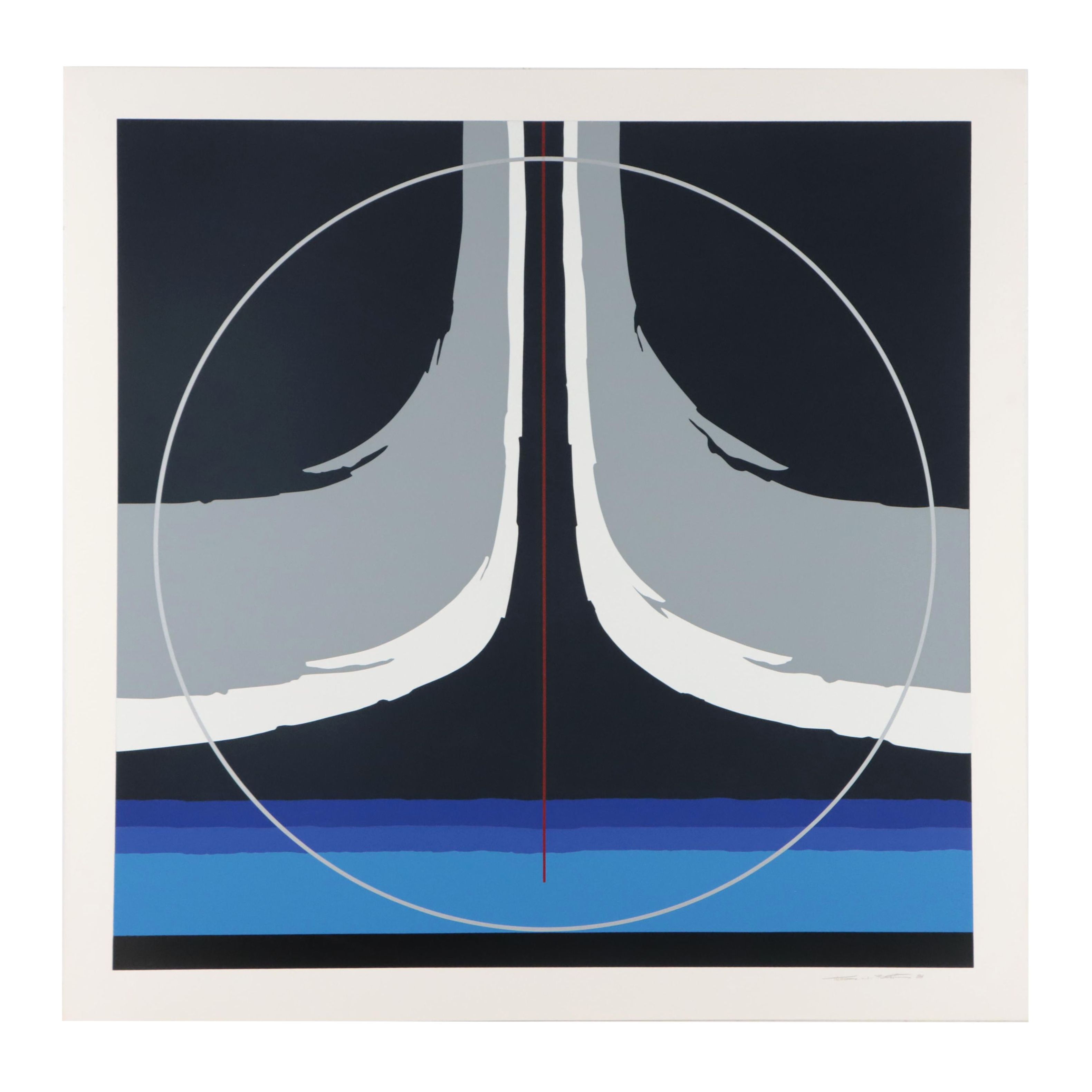 Thomas W. Benton Abstract Serigraph "Earthline Red," 1981