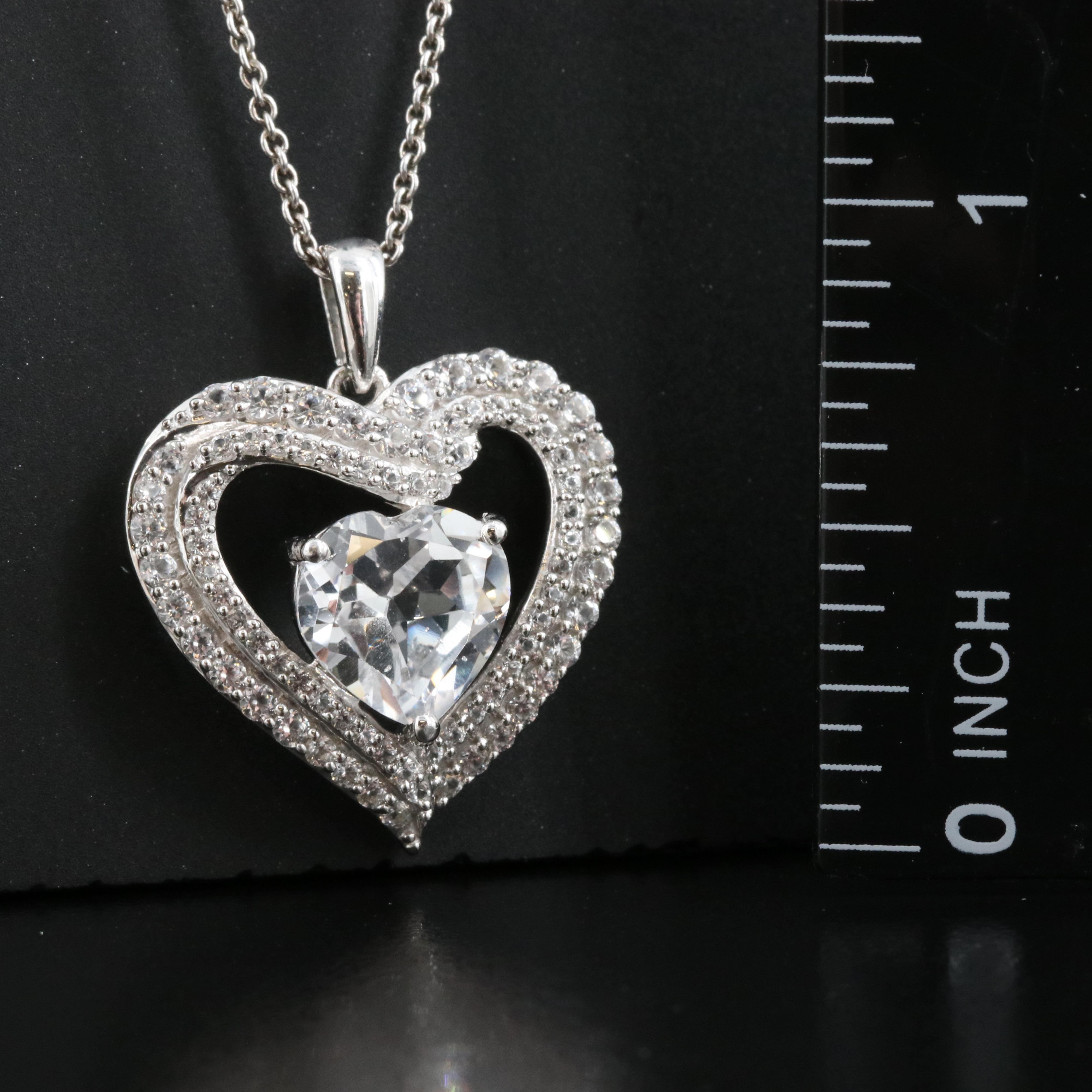 Italian Sterling Sapphire Heart Pendant Necklace