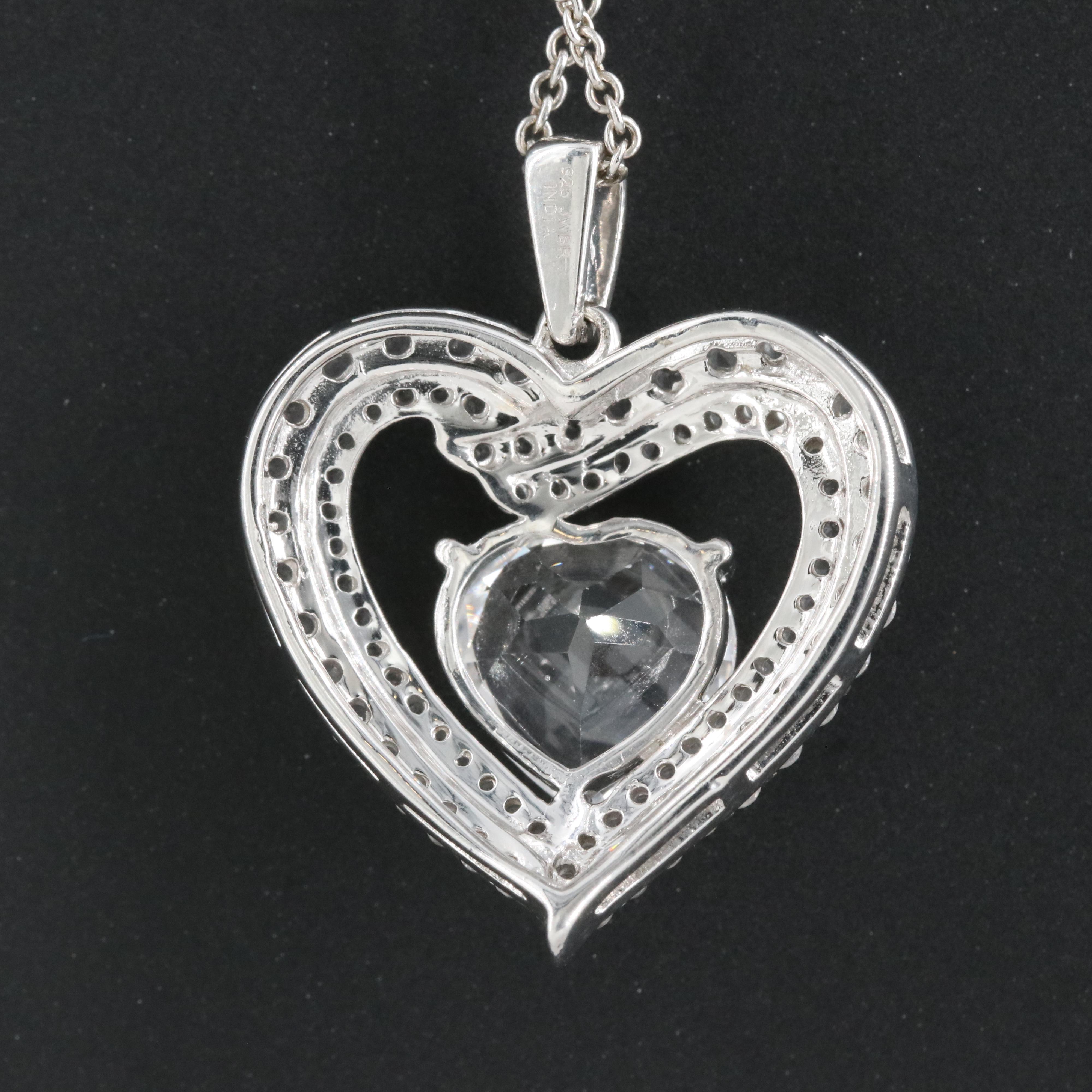 Italian Sterling Sapphire Heart Pendant Necklace
