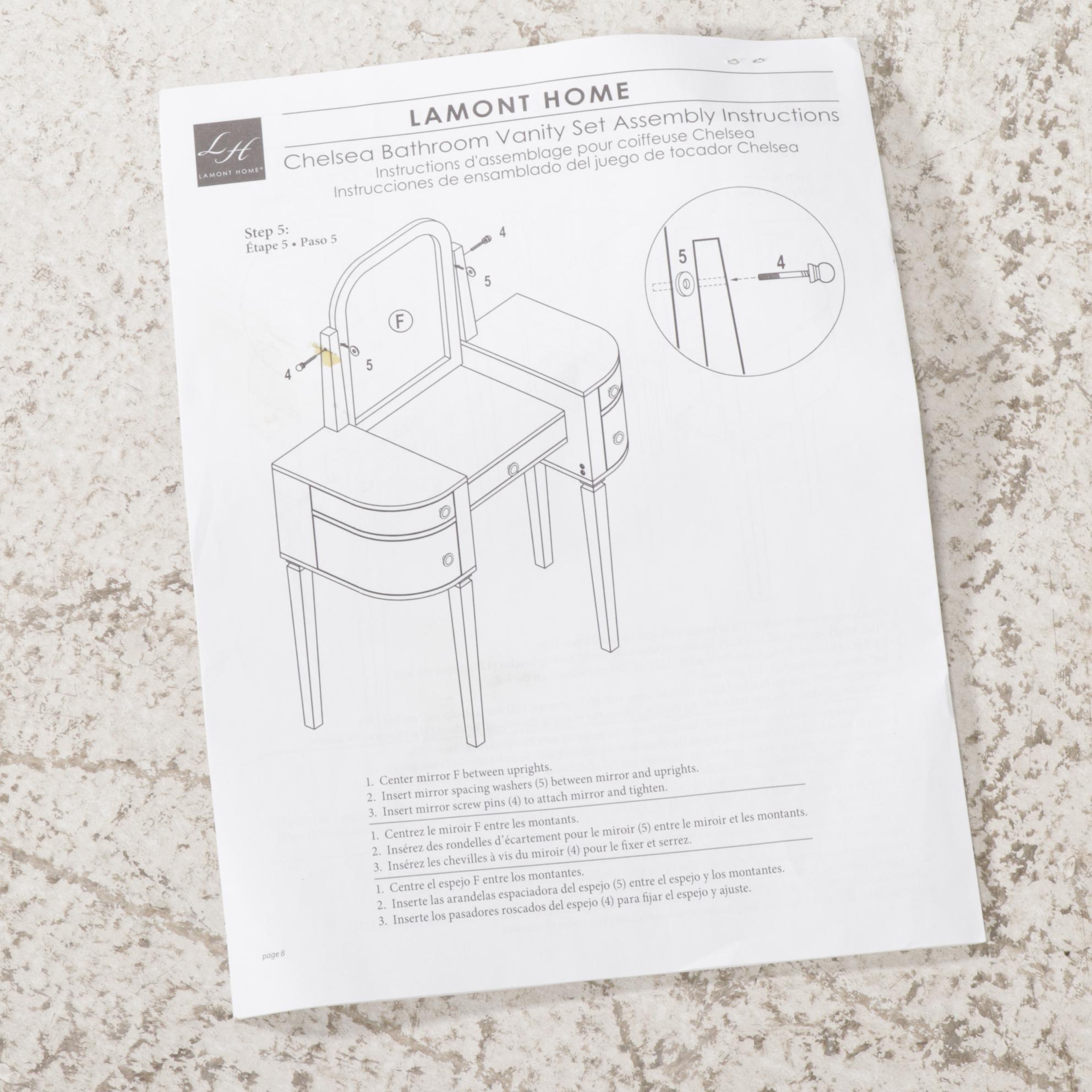 Lamont Home Chelsea Bathroom Vanity Table and Seat