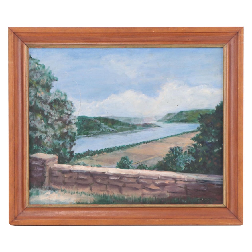 P. Rigge Landscape Oil Painting, Mid-20th Century