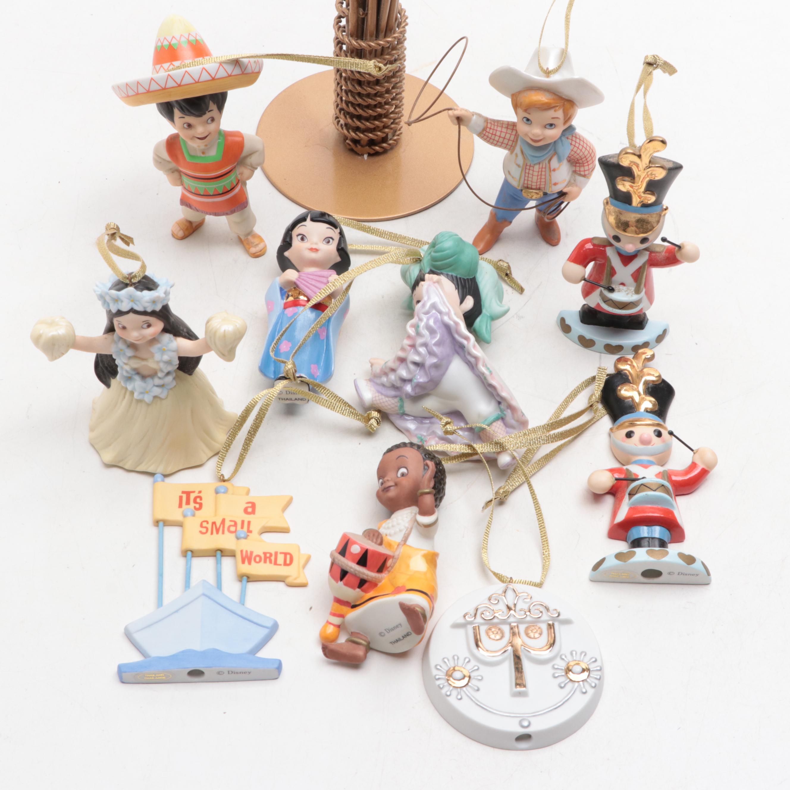 Disney "Its a Small World After All" Ornaments on Metal Tree
