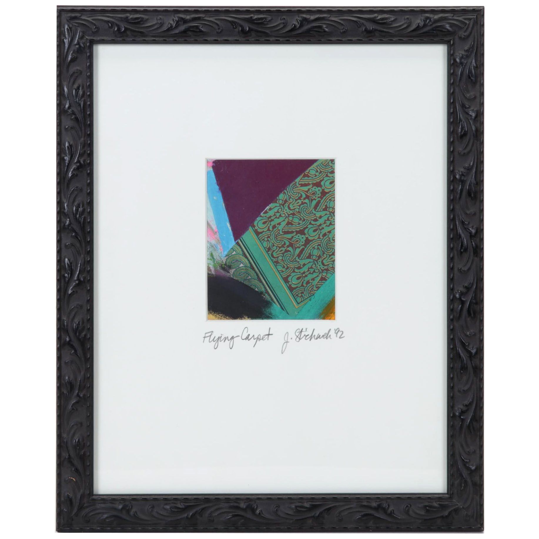 Abstract Mixed Media Painting "Flying Carpet," 1992
