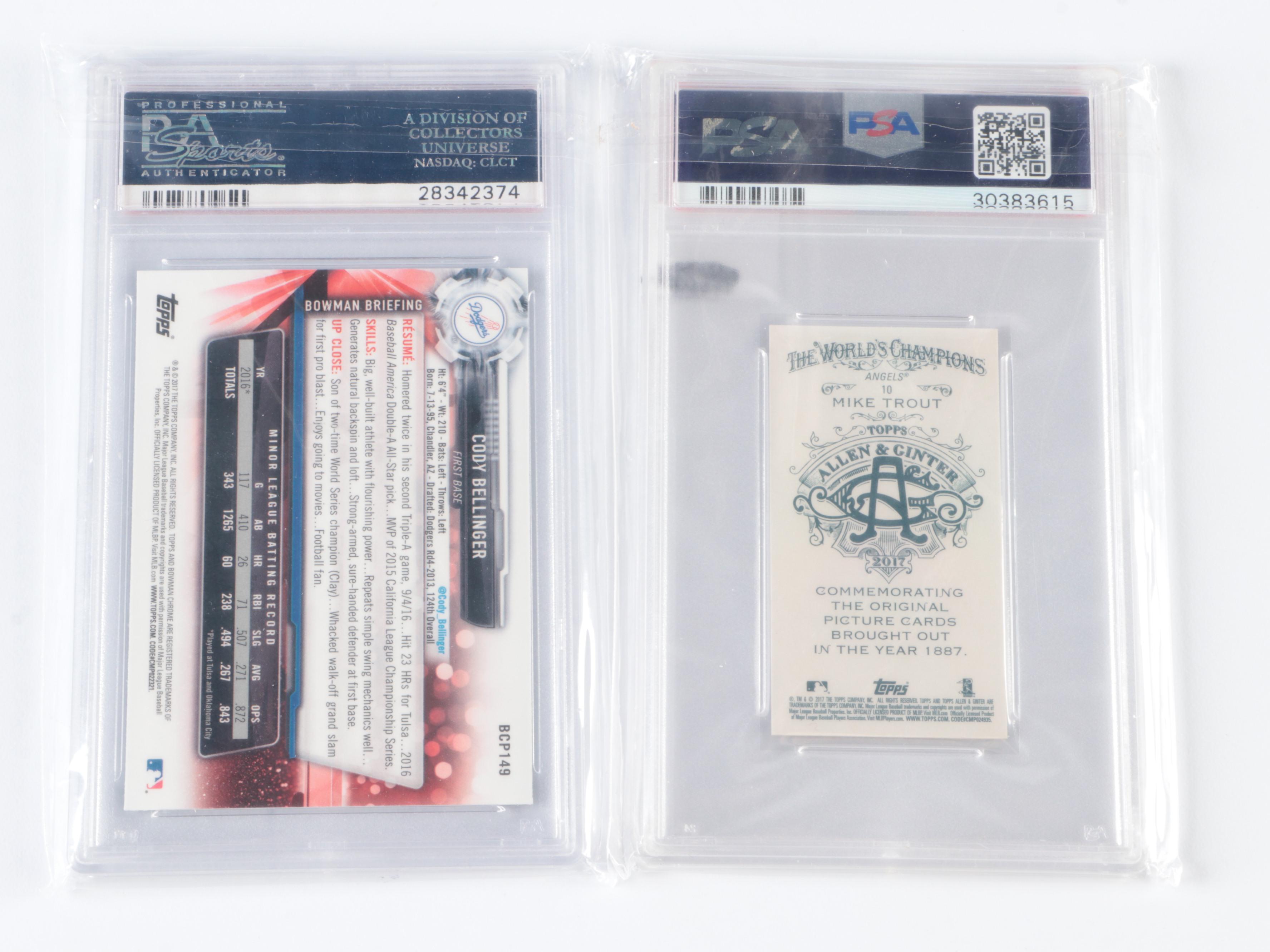 2017 A & G Mike Trout Mini Gold Border Graded PSA 9, with More Baseball Cards