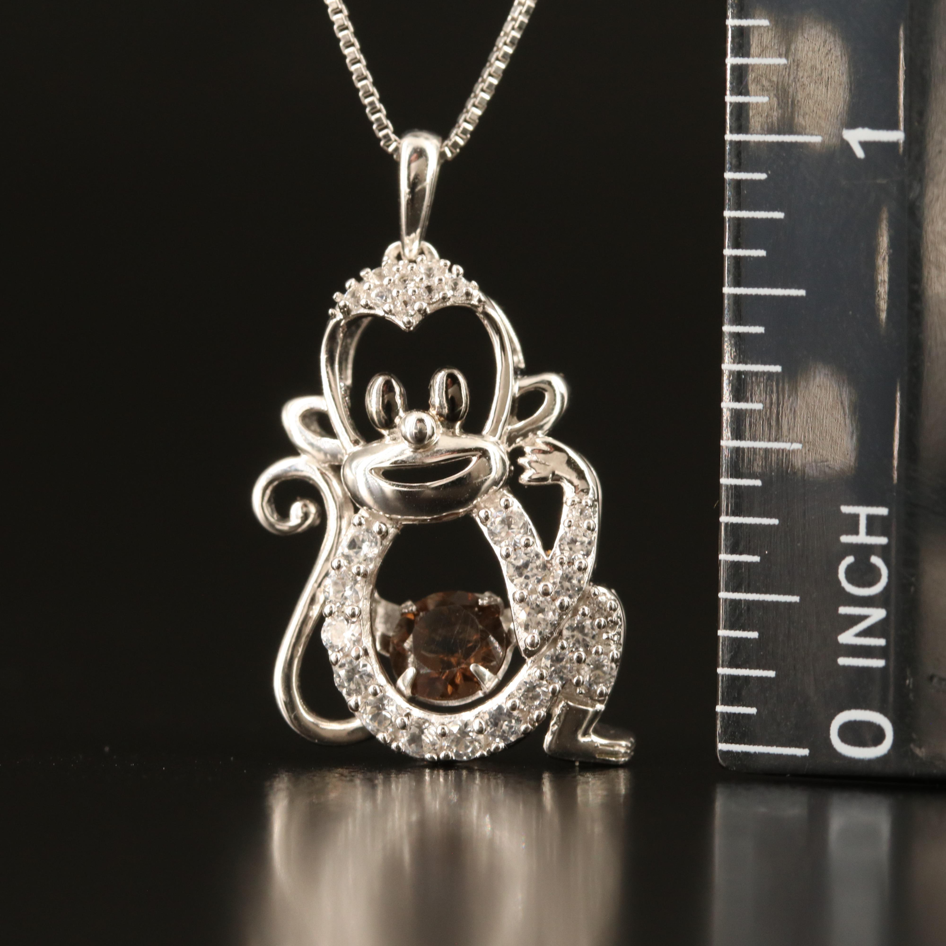 Sterling Smoky Quartz and White Sapphire Money Shimmer Necklace