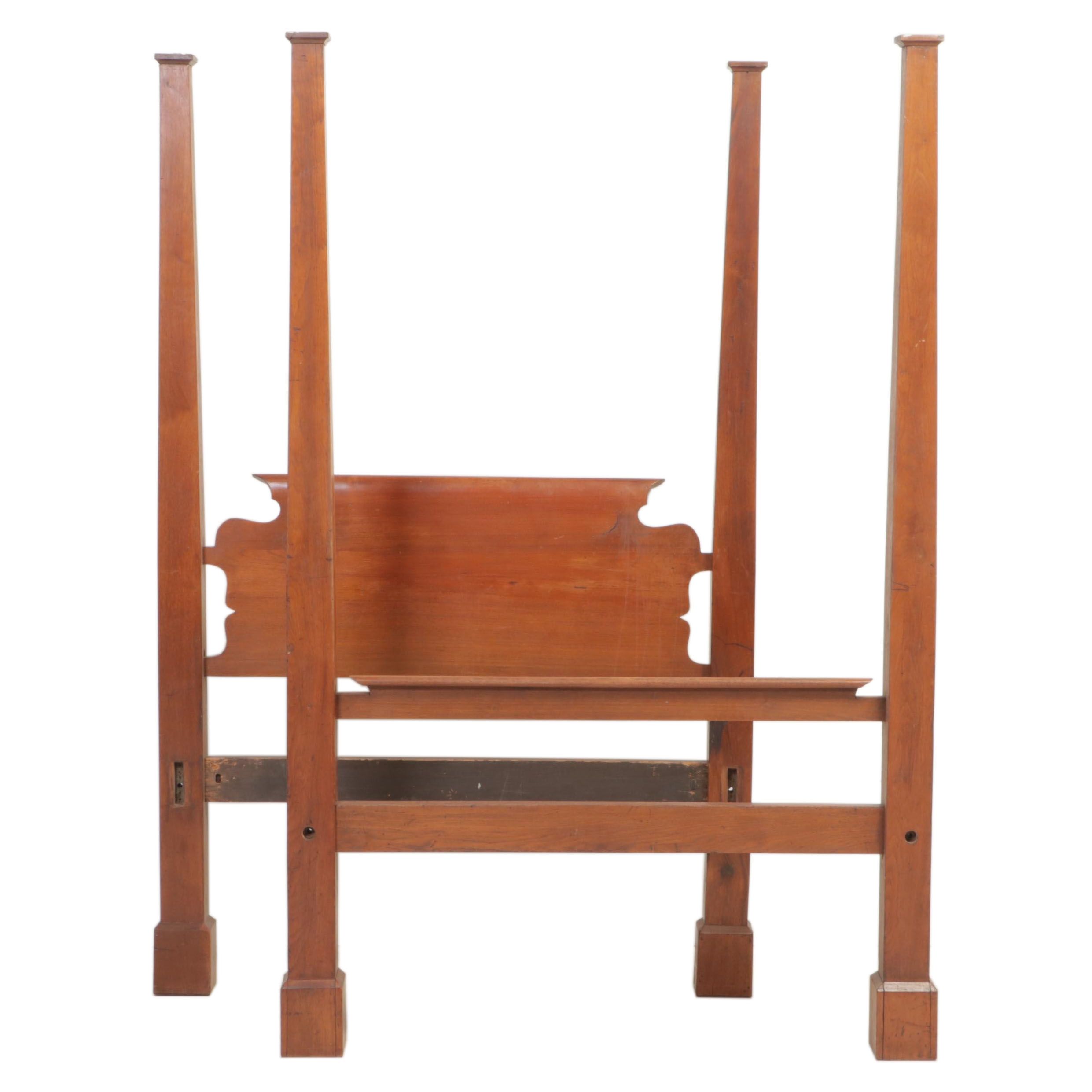 Late Federal Cherrywood Four-Poster Full Head and Footboard