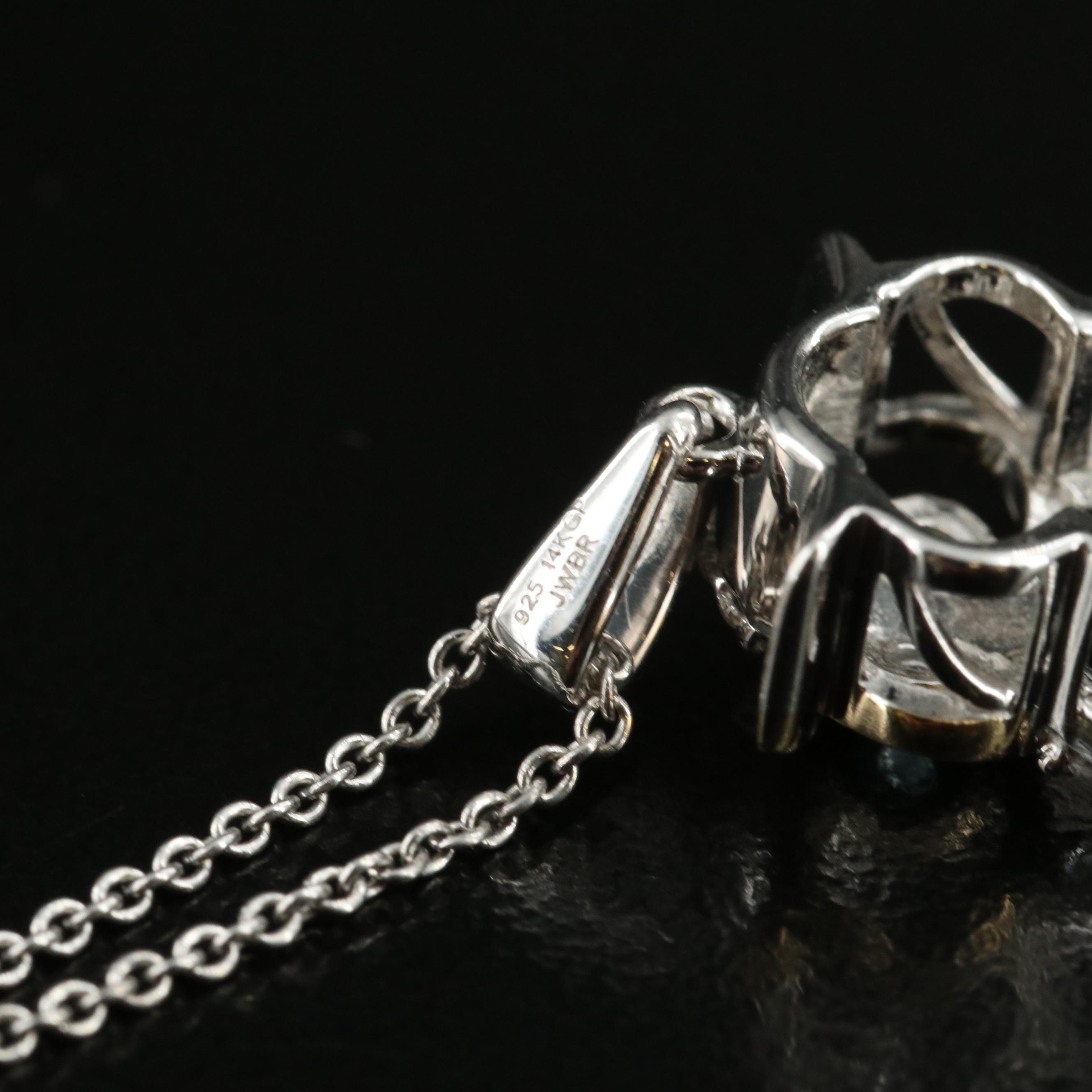 Sterling Amethyst, Sky Blue Topaz and White Sapphire Owl Pendant Necklace