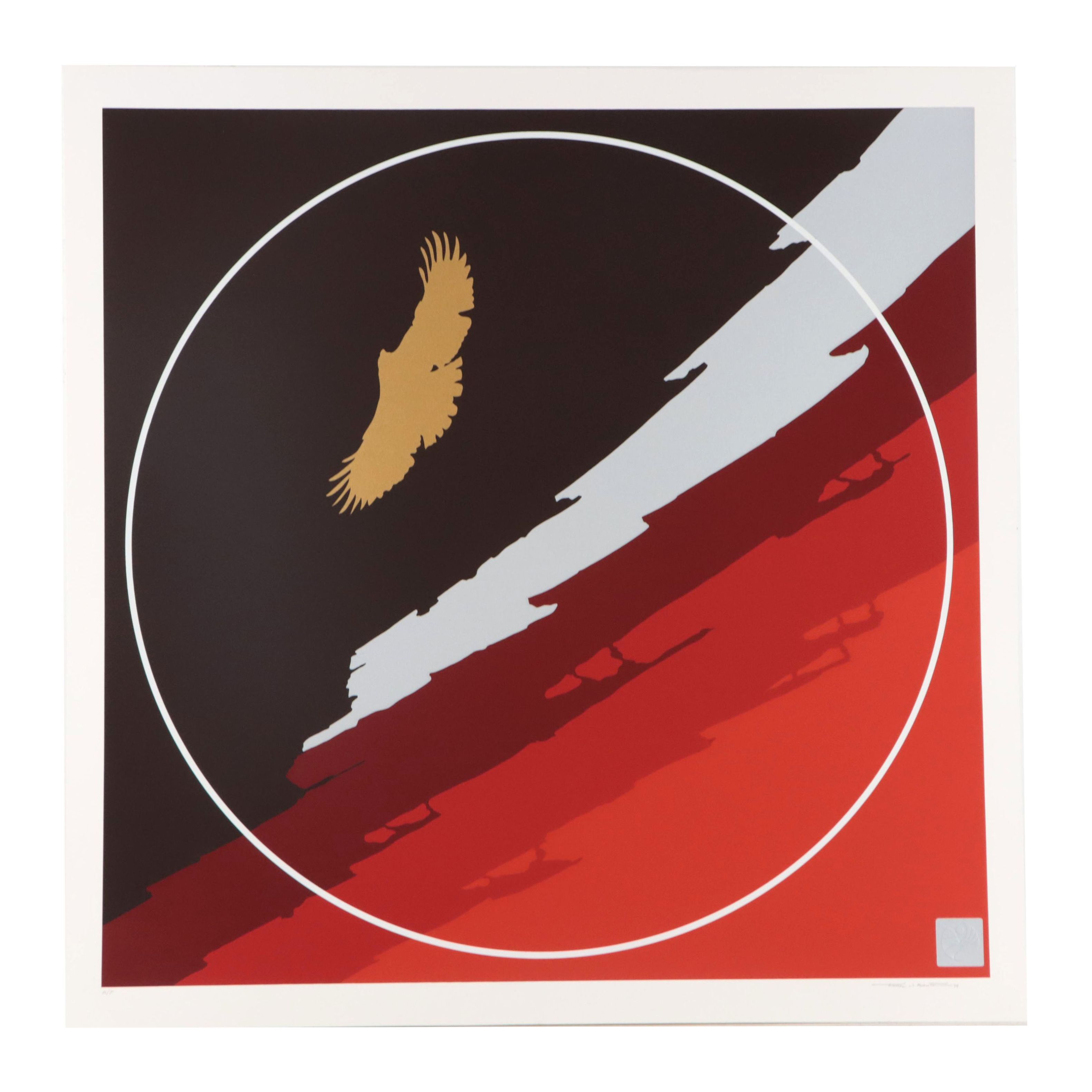 Thomas W. Benton Abstract Serigraph "Golden Eagle," 1981