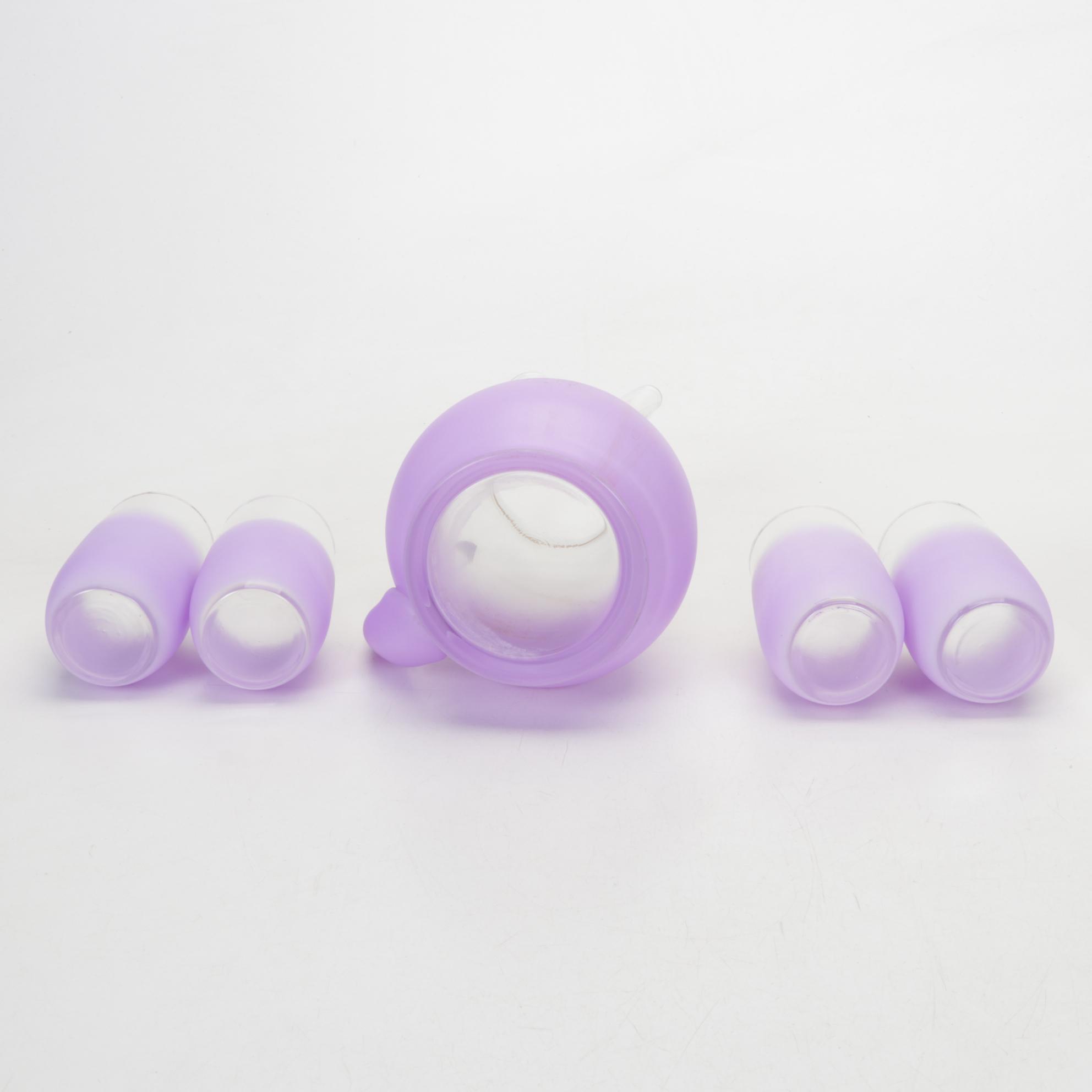 Blendo Glass Frosted Purple Lemonade Set with Chip and Dip Bowl