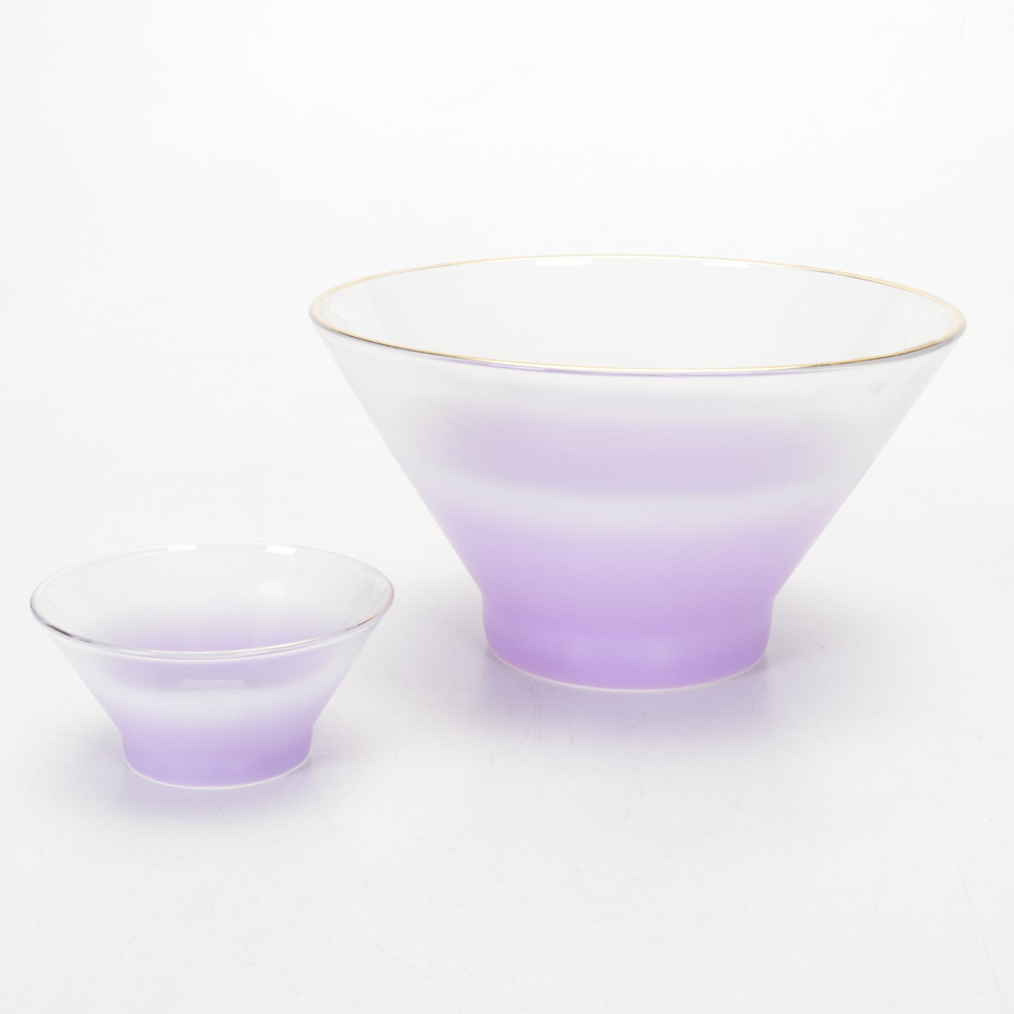 Blendo Glass Frosted Purple Lemonade Set with Chip and Dip Bowl
