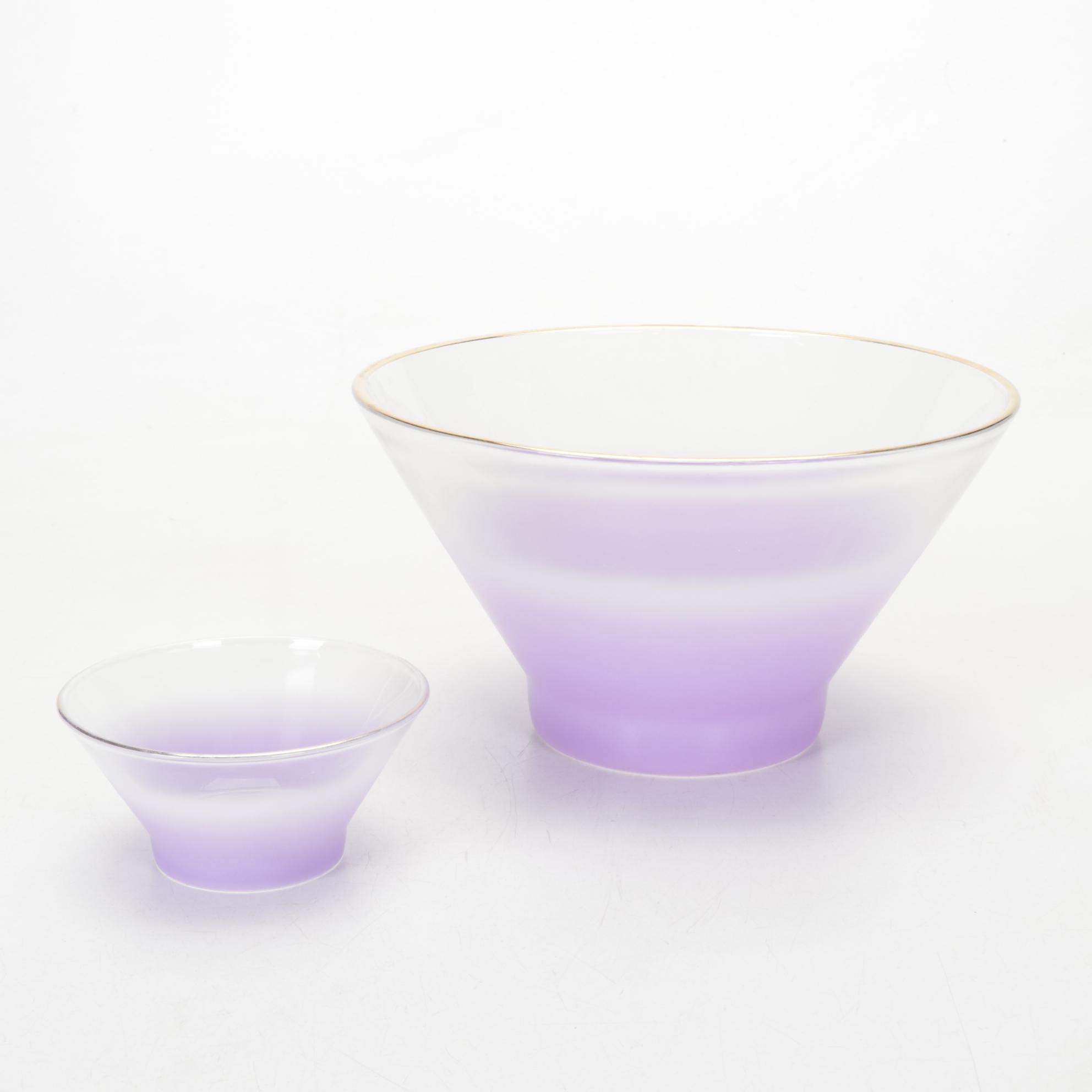 Blendo Glass Frosted Purple Lemonade Set with Chip and Dip Bowl