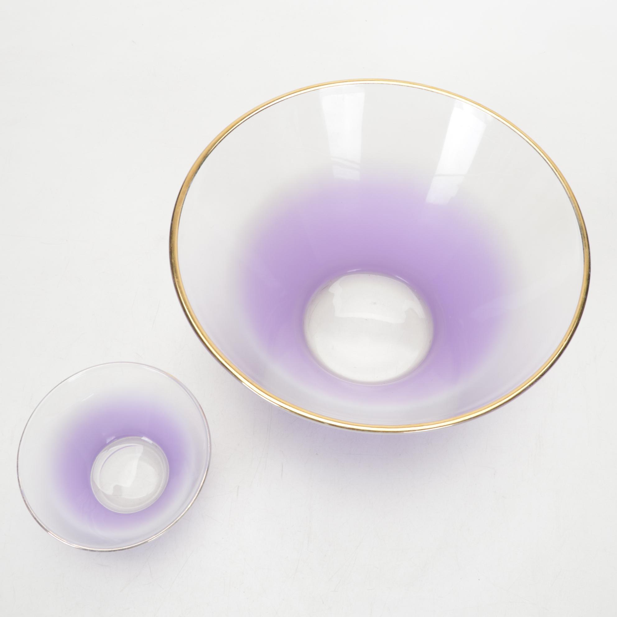 Blendo Glass Frosted Purple Lemonade Set with Chip and Dip Bowl