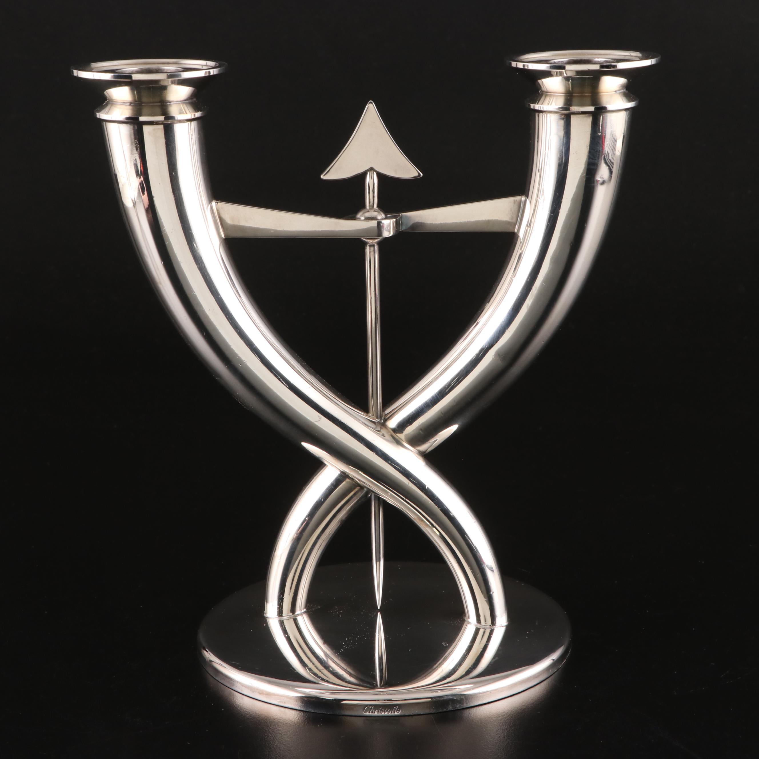 Gio Ponti for Christofle "Fleche" Silver Plate Branch Candelabra