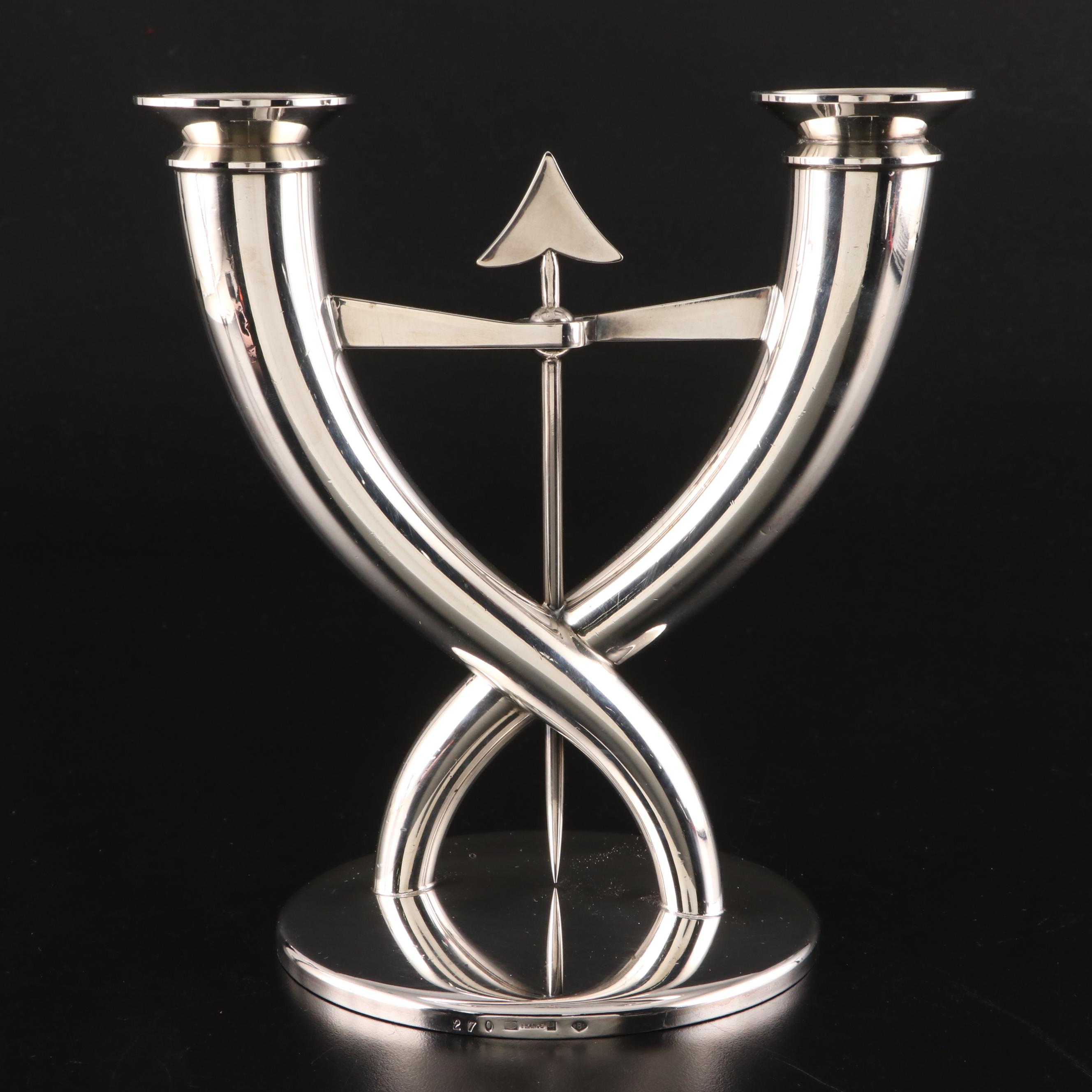 Gio Ponti for Christofle "Fleche" Silver Plate Branch Candelabra