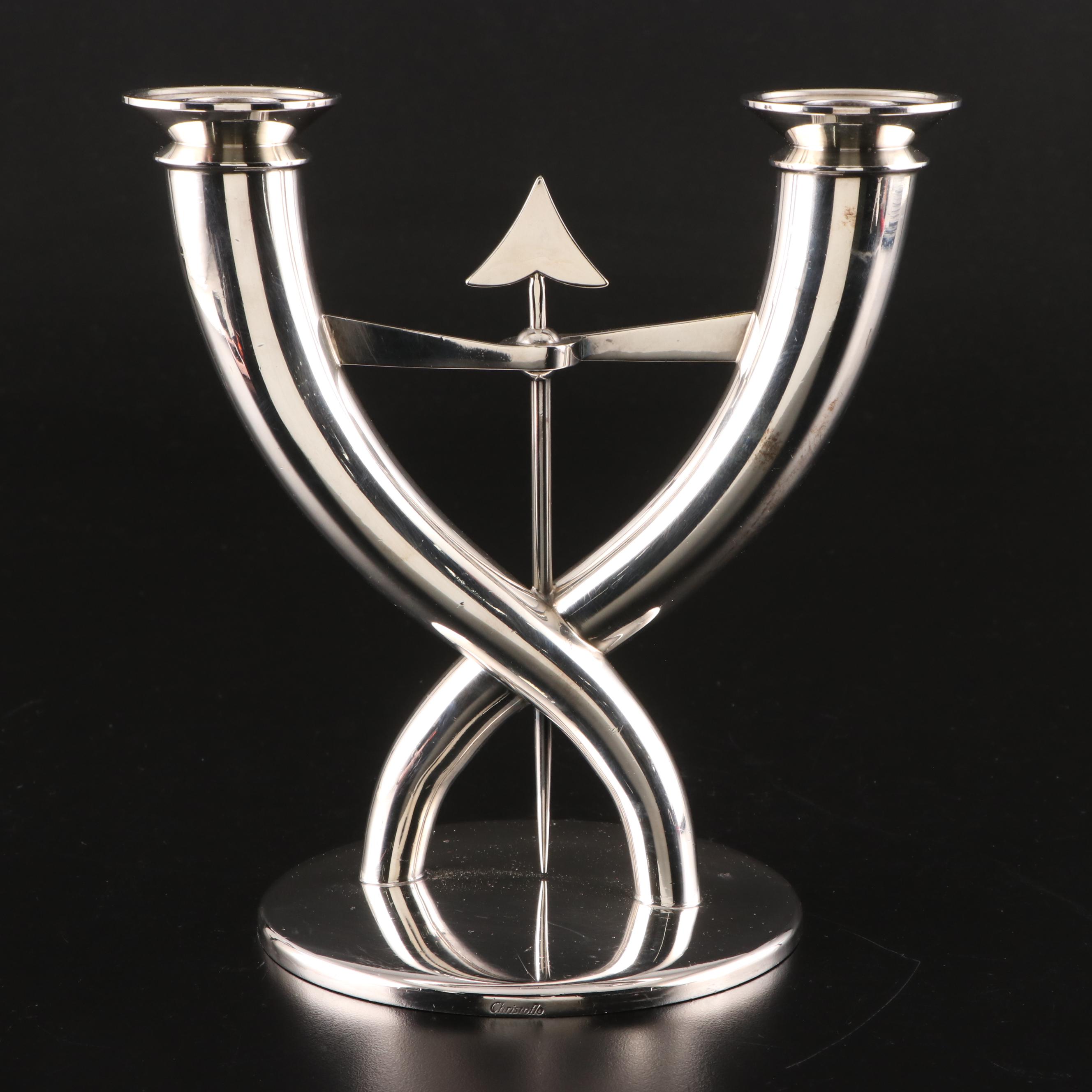 Gio Ponti for Christofle "Fleche" Silver Plate Branch Candelabra