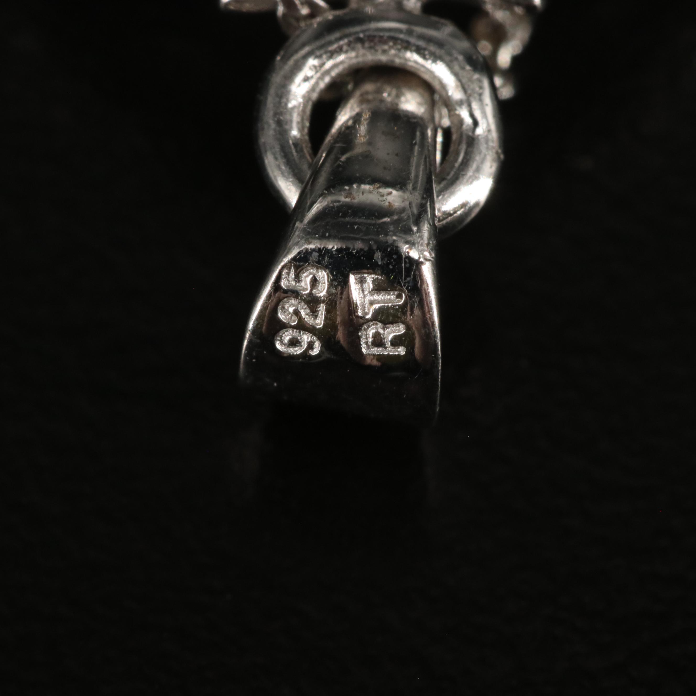 Sterling Round Moonstone Pendant Necklace