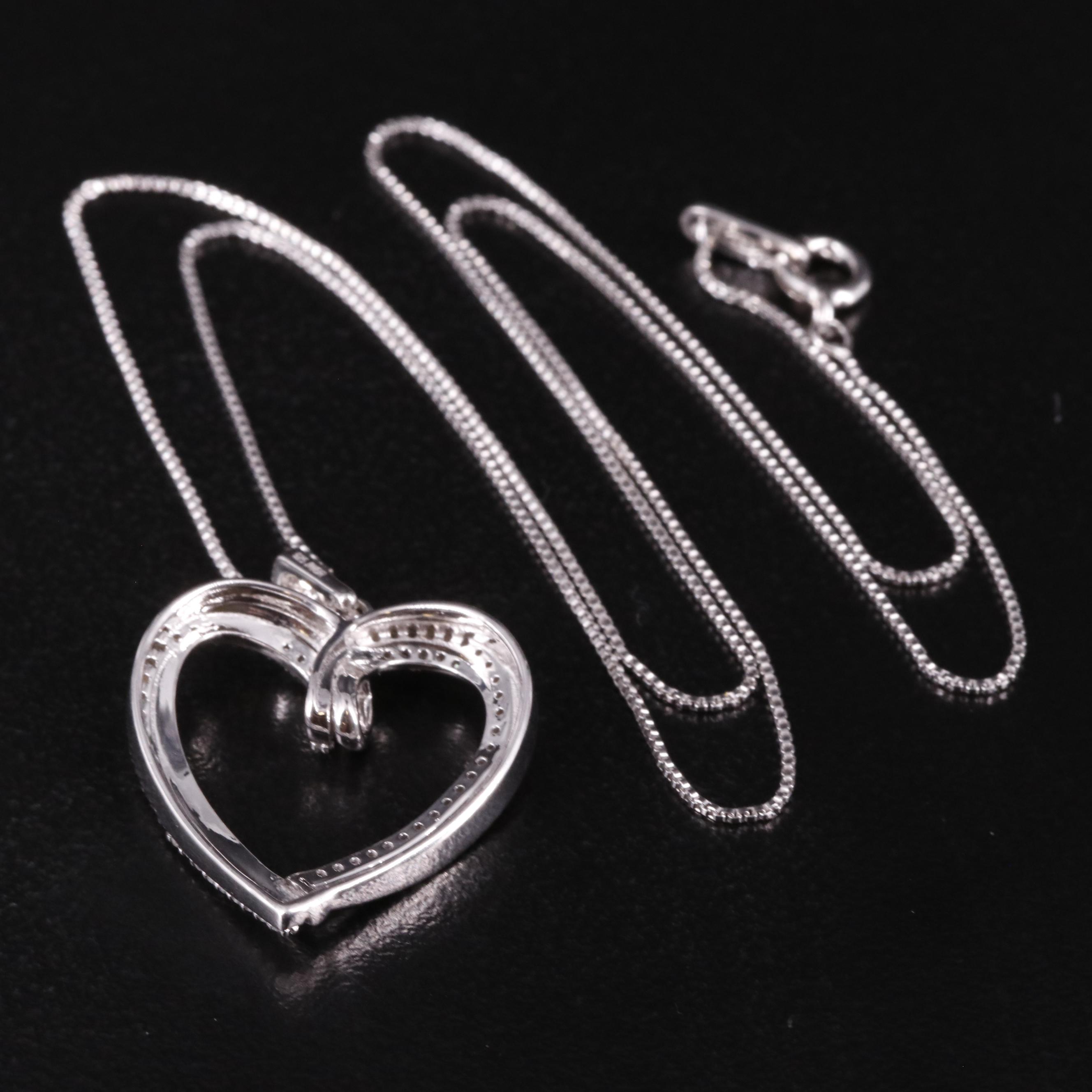 Sterling Diamond Heart Pendant Necklace