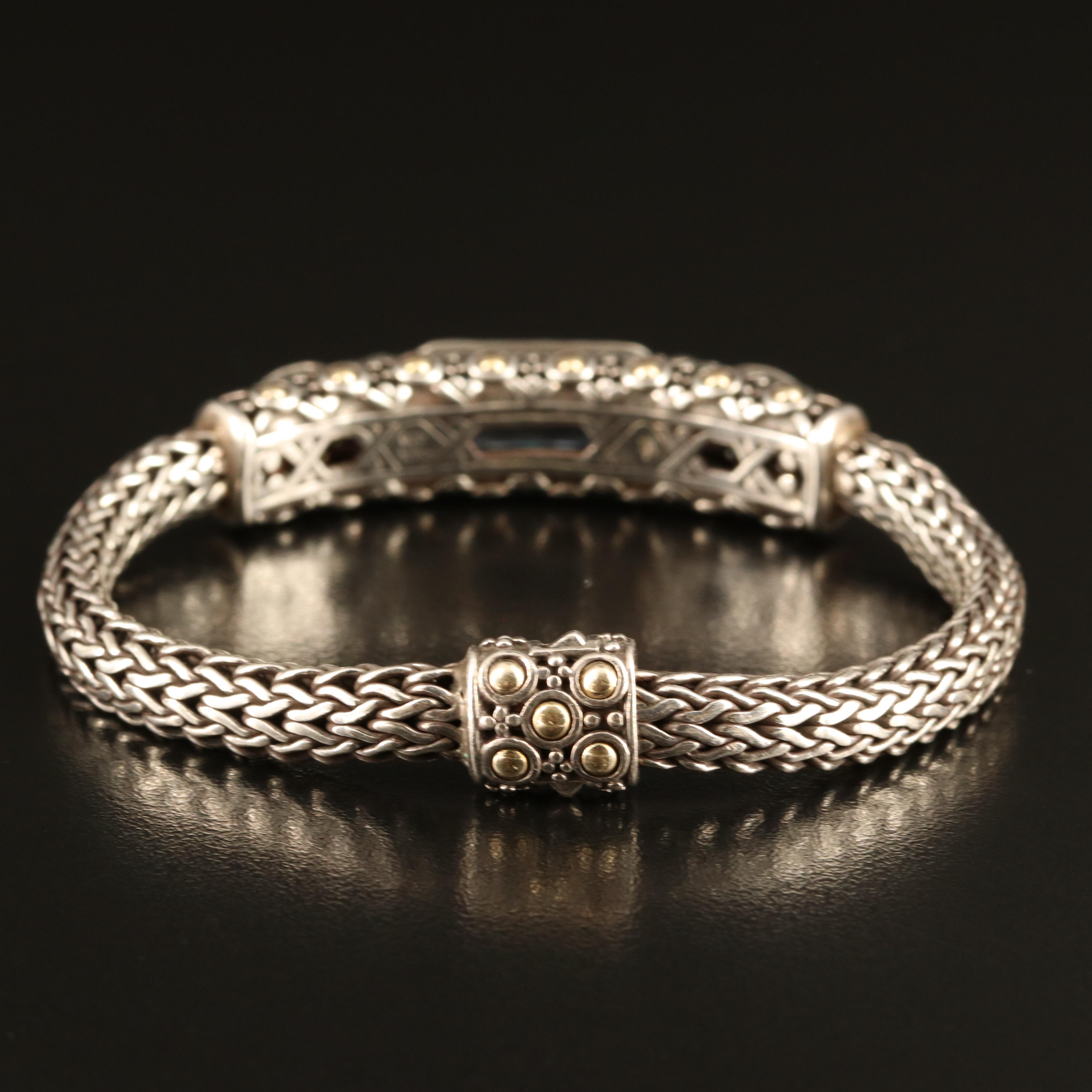 John Hardy Sterling London Blue Topaz and Diamond Bracelet with 14K Accents