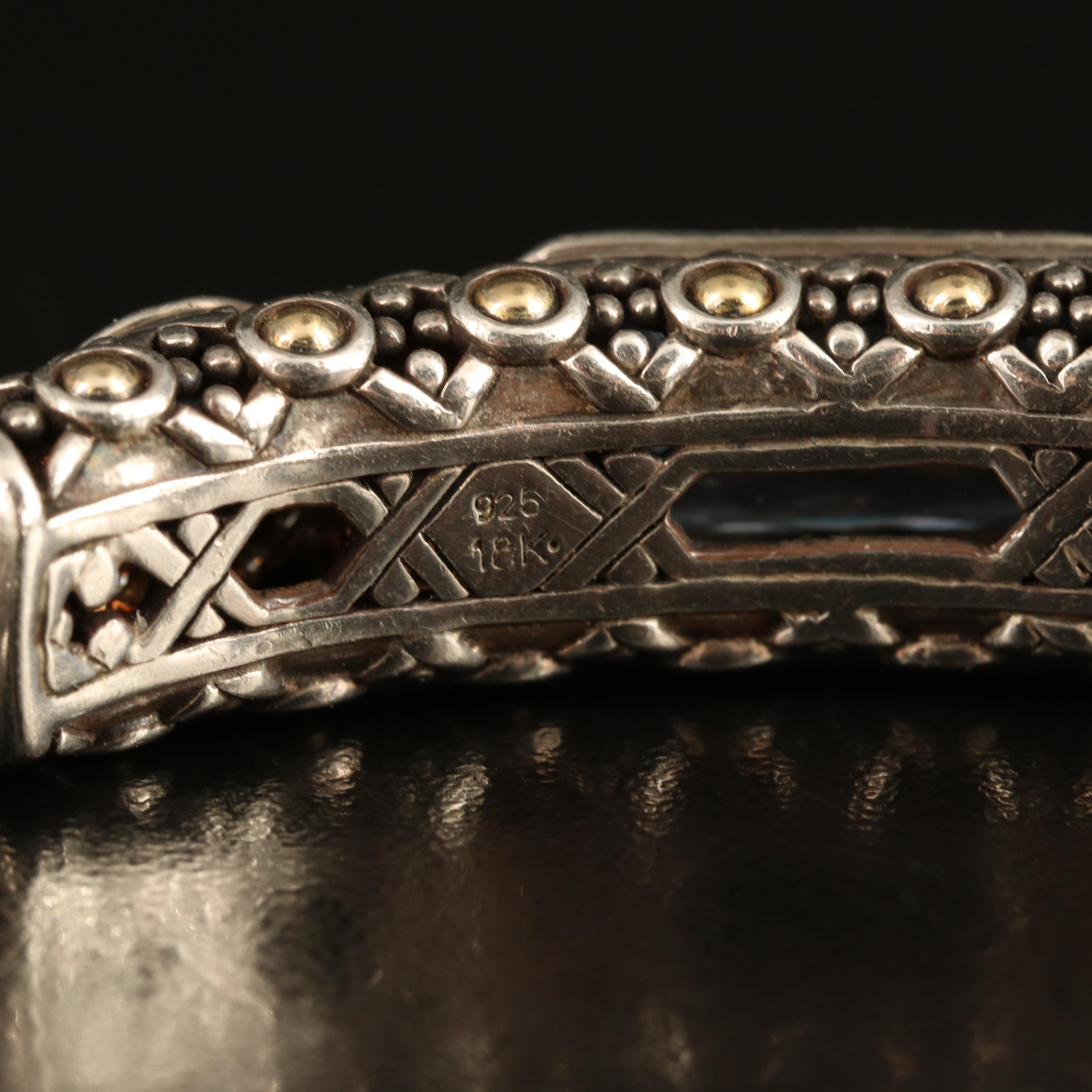 John Hardy Sterling London Blue Topaz and Diamond Bracelet with 14K Accents