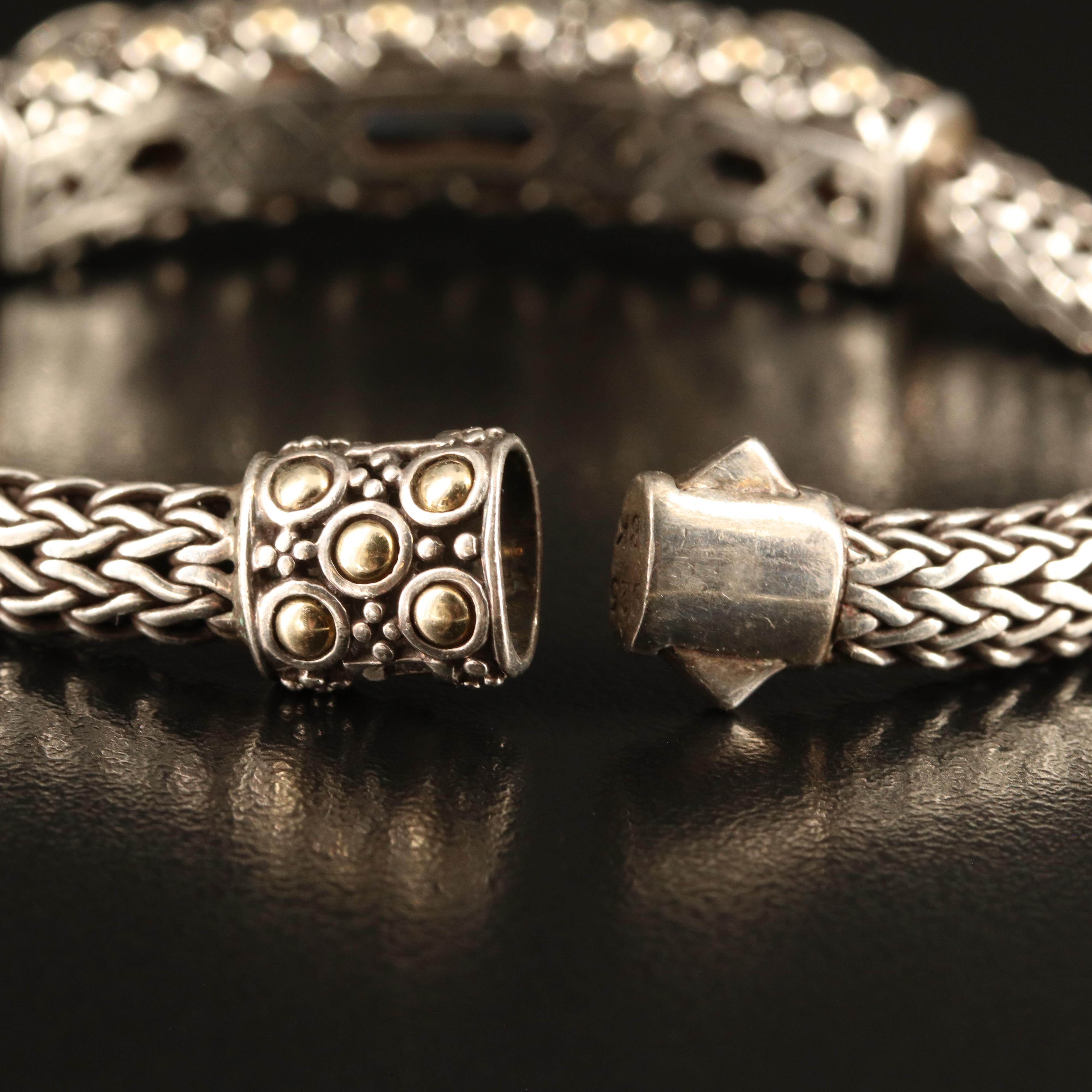 John Hardy Sterling London Blue Topaz and Diamond Bracelet with 14K Accents