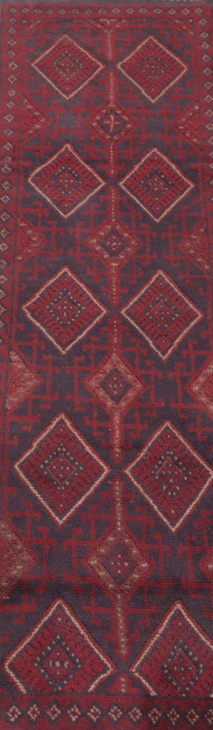2'1 x 8'9 Hand-Knotted Afghan Mixed Technique Carpet Runner