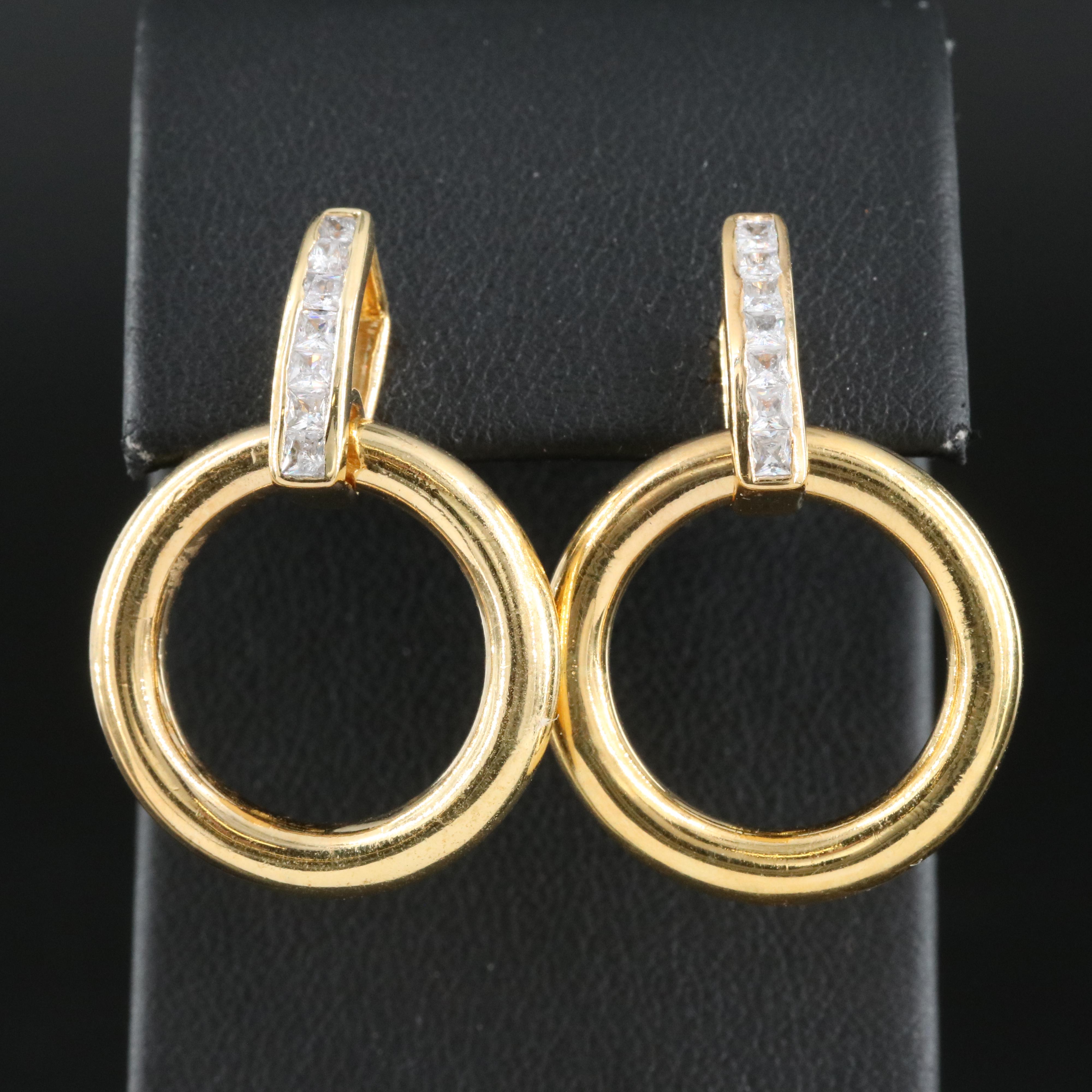 Sterling Silver Cubic Zirconia Door Knocker Earrings