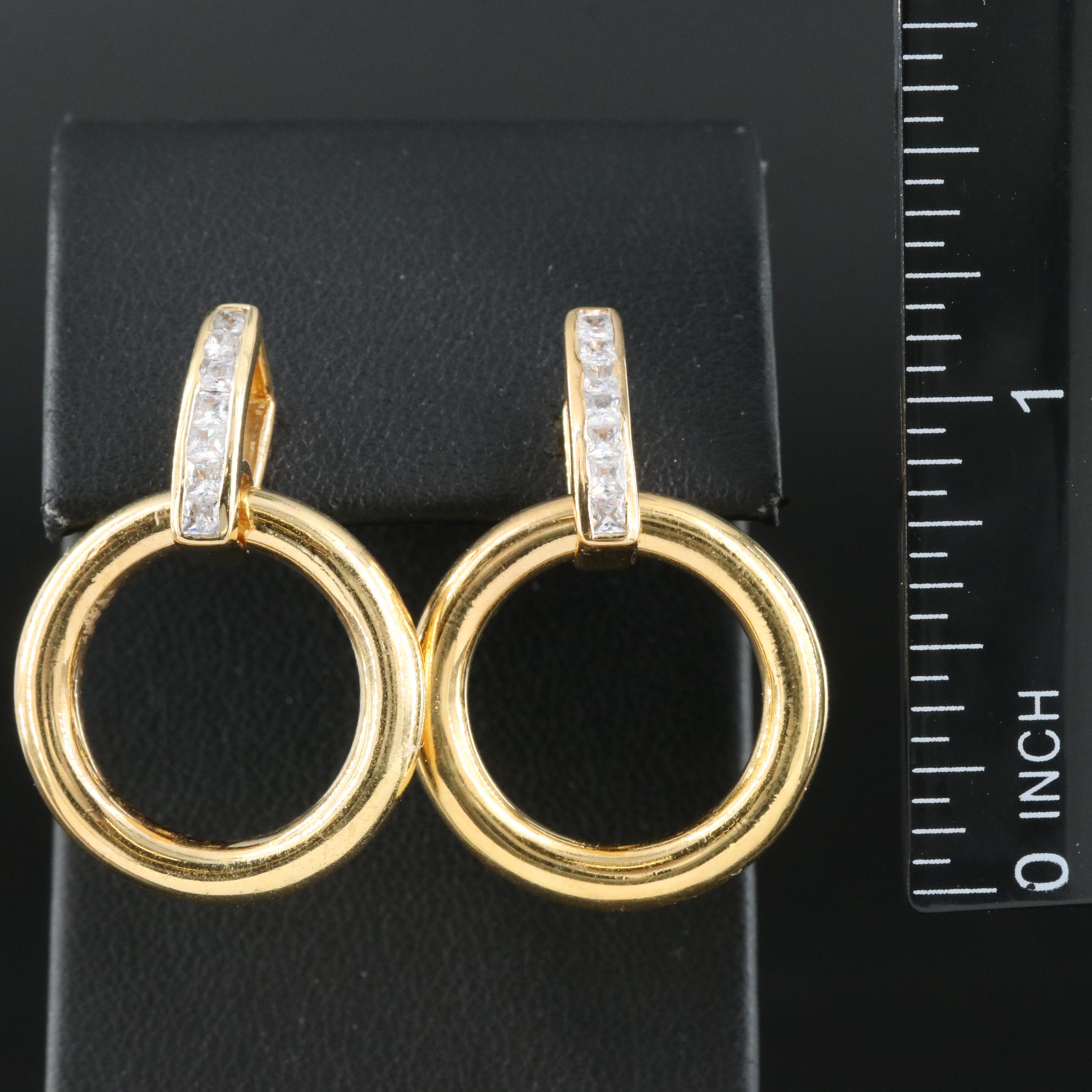 Sterling Silver Cubic Zirconia Door Knocker Earrings