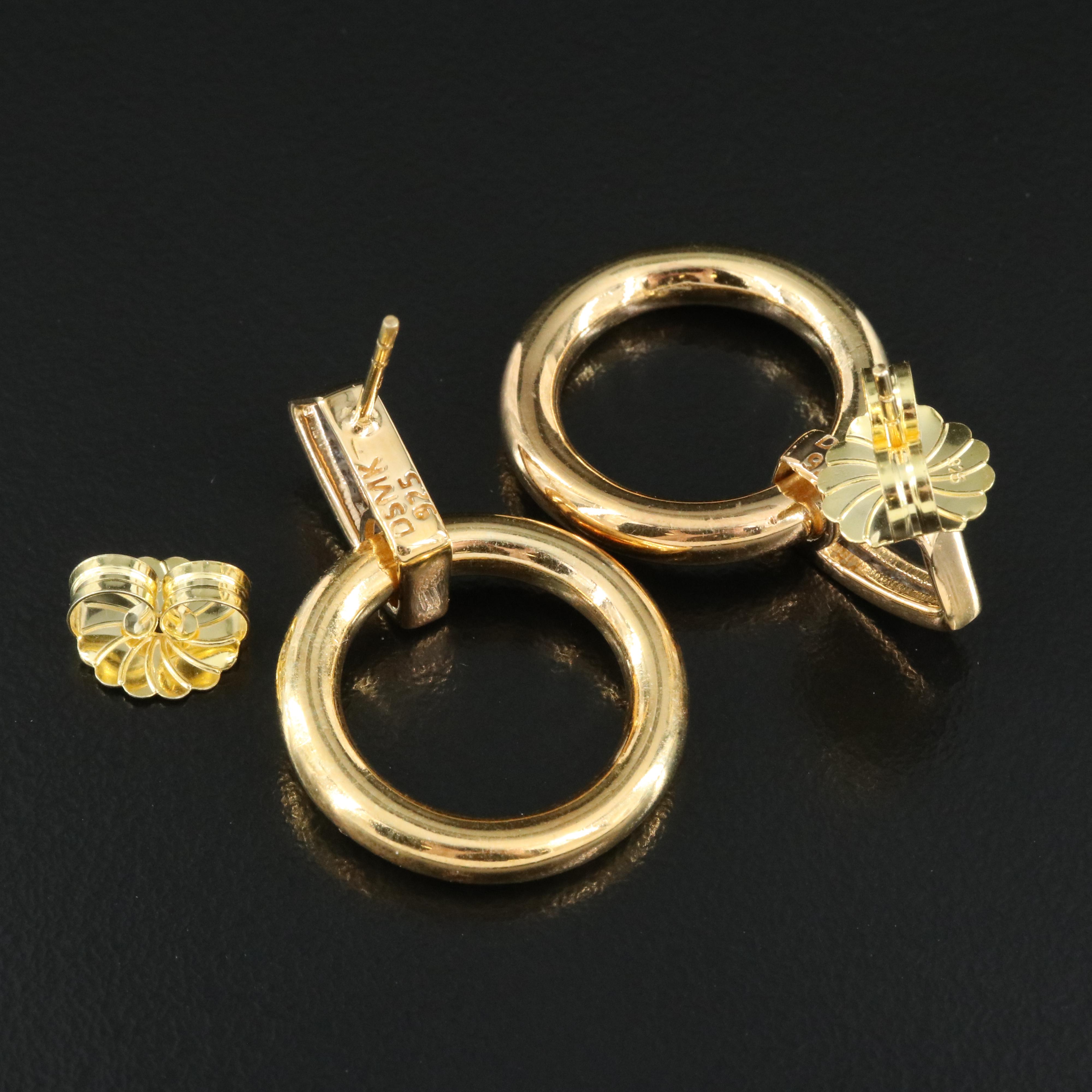 Sterling Silver Cubic Zirconia Door Knocker Earrings