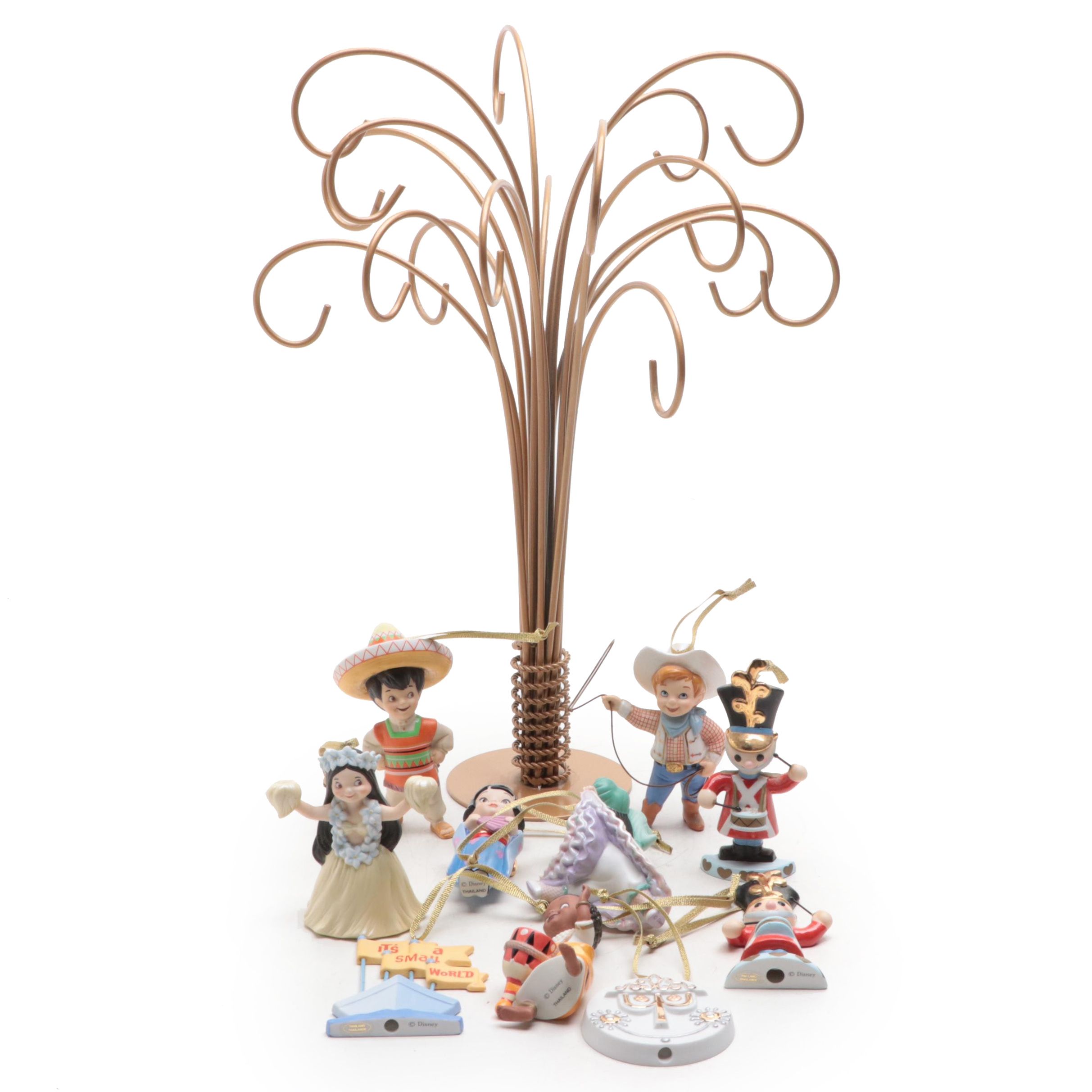 Disney "Its a Small World After All" Ornaments on Metal Tree